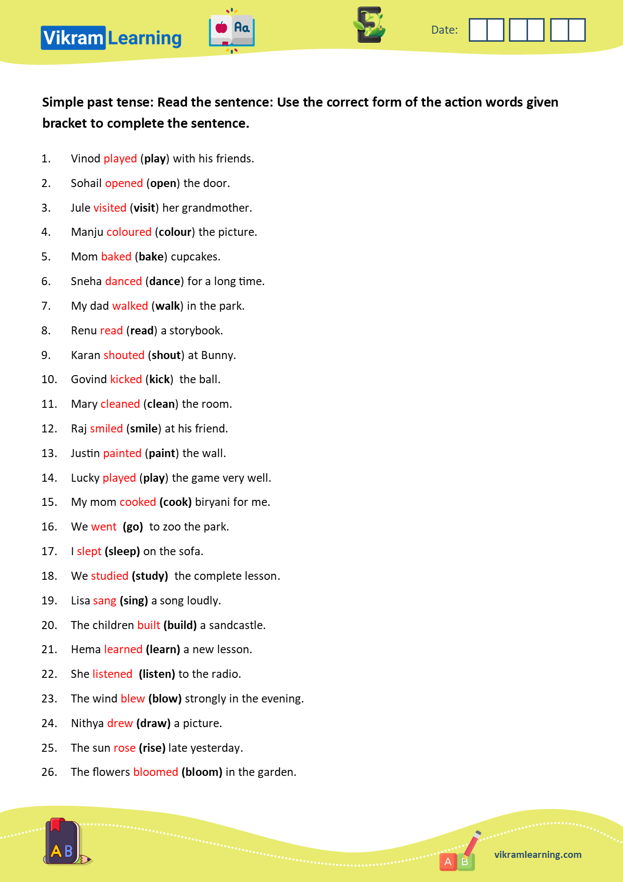 Download types of tenses:  explanation of simple preset tense explanation, present continuous tense, simple past tense with examples, worksheets on tenses worksheets