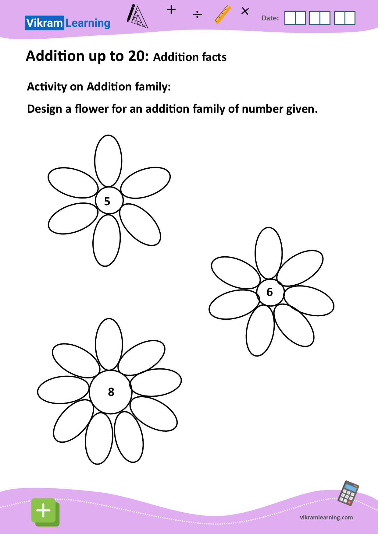 Download addition families worksheets