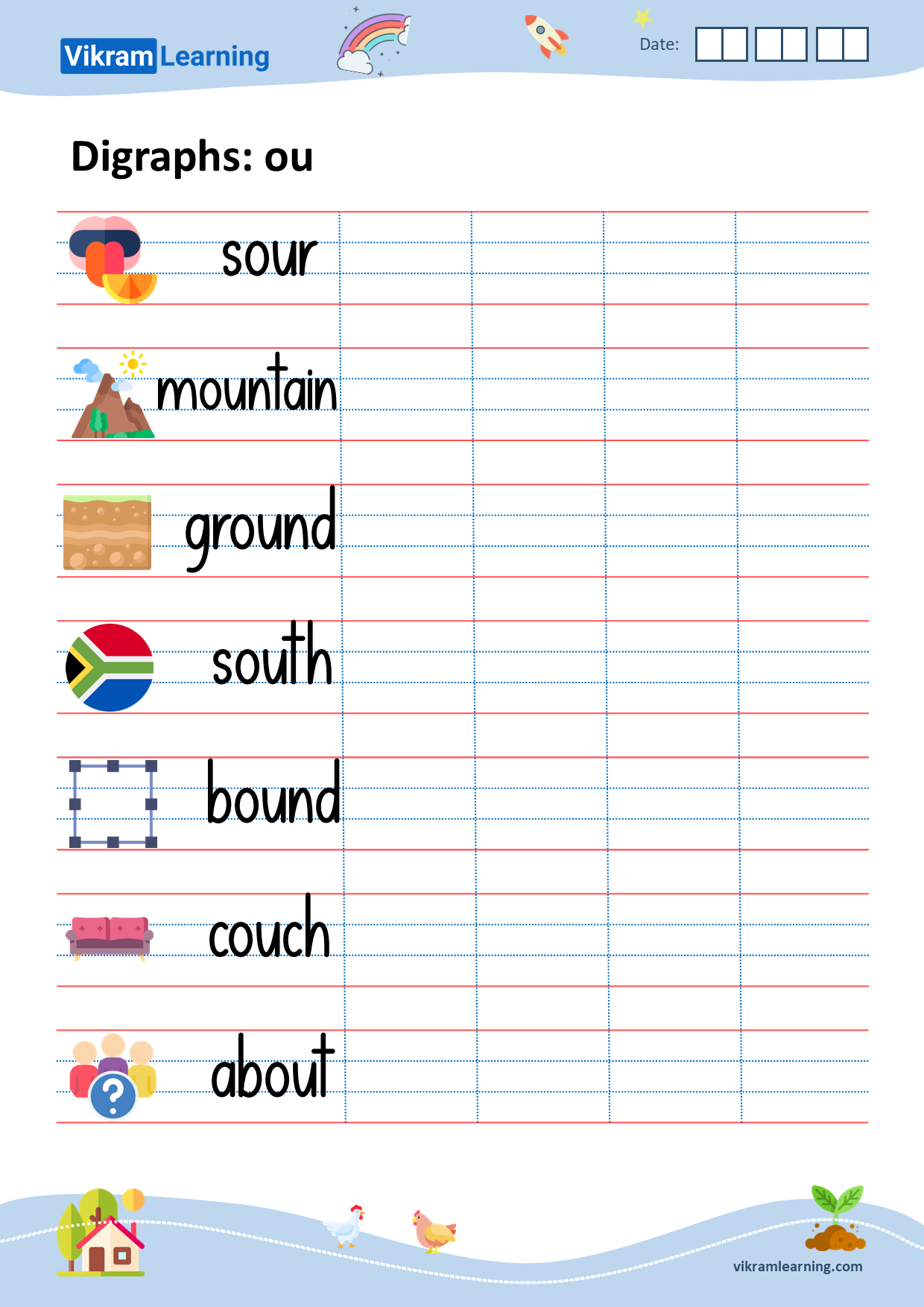 Download Digraphs Ou Worksheets Vikramlearning Com