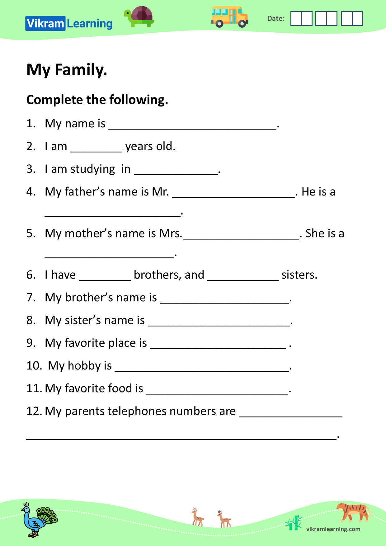 Download my family, types of families, and family tree worksheets