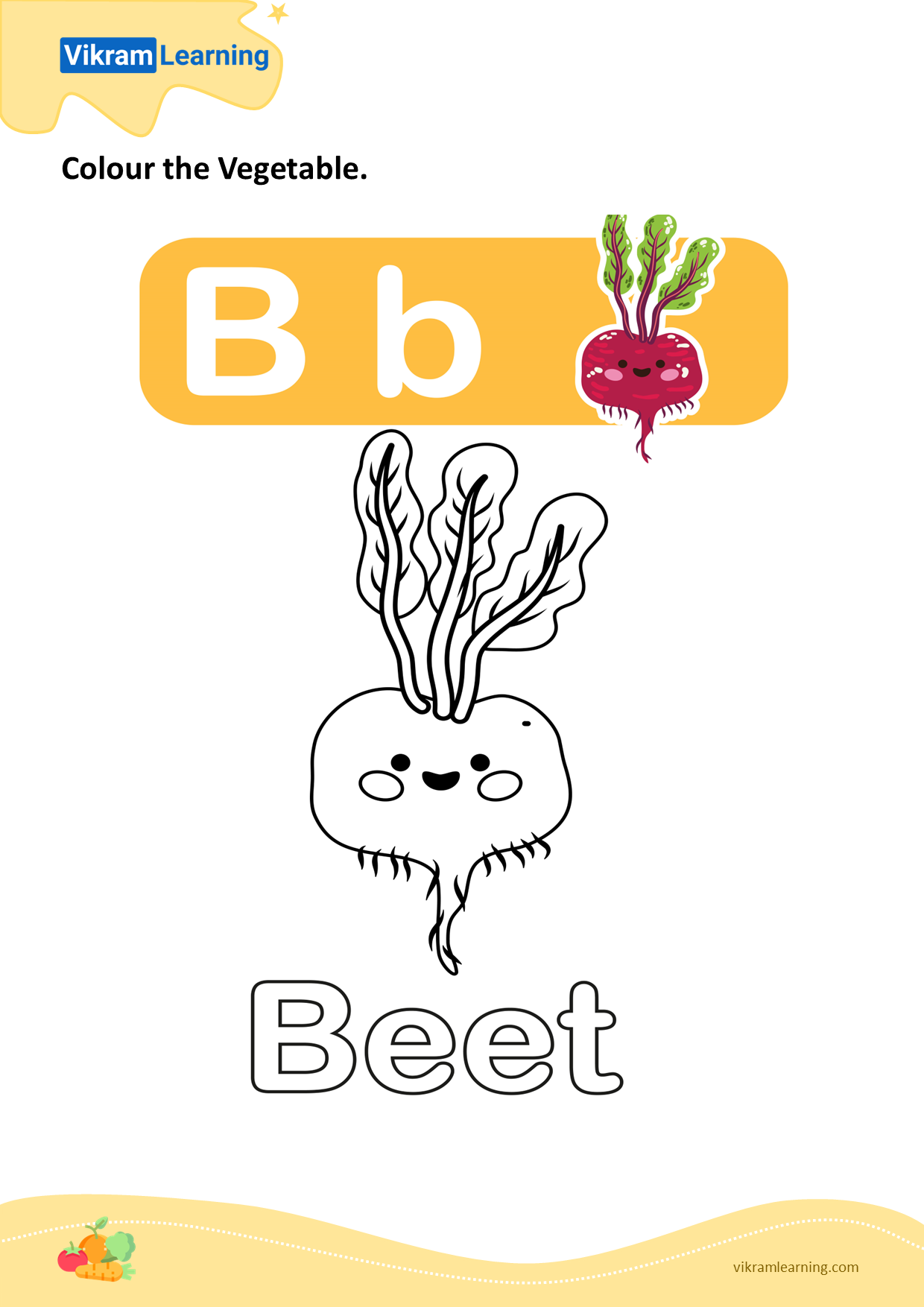 Download colour the vegetable - beet worksheets