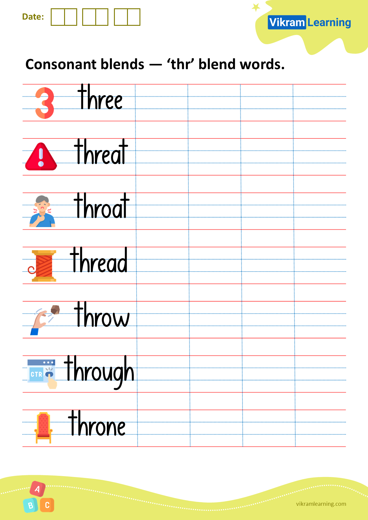 Download consonant blends — ‘thr’ blend words worksheets