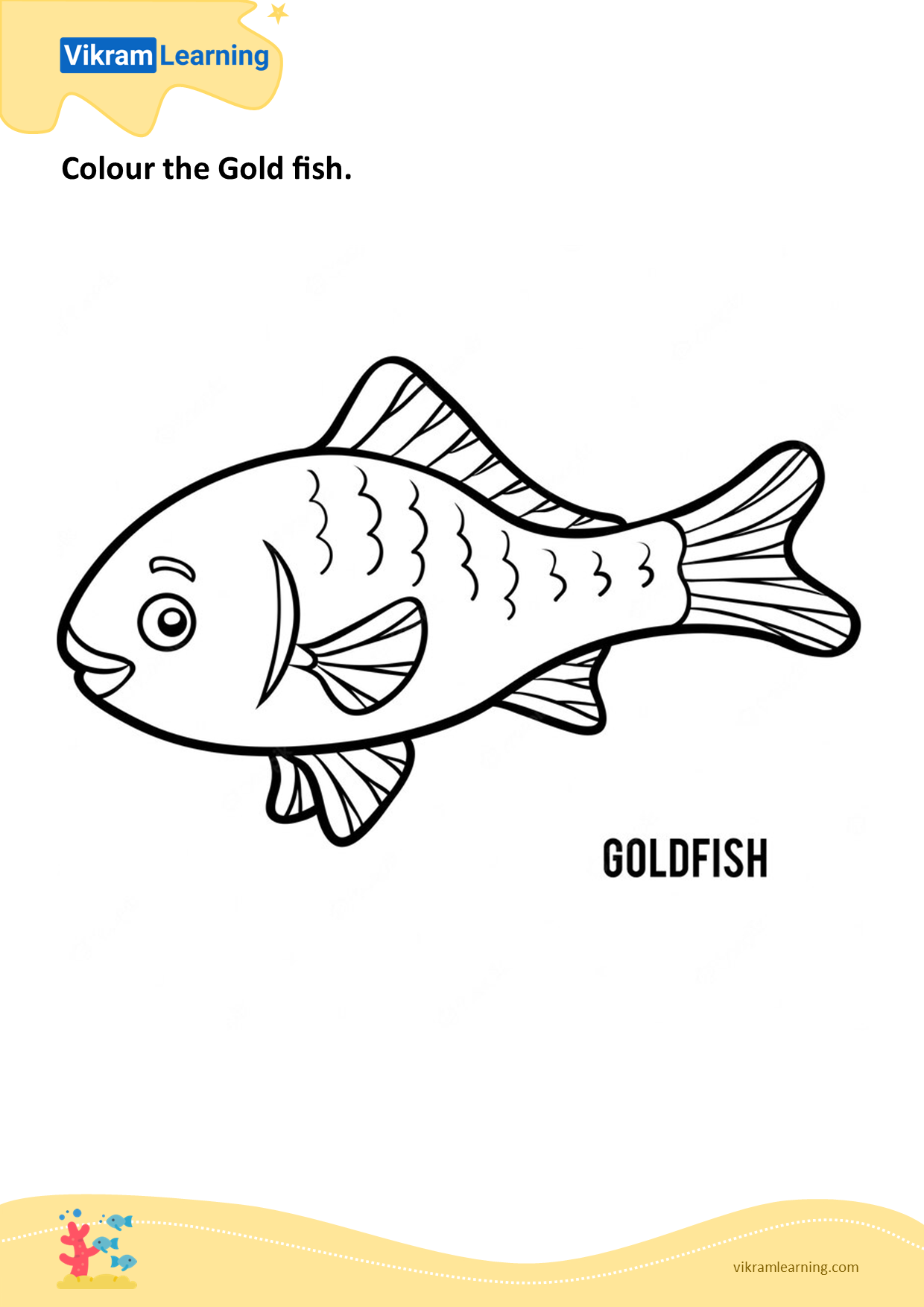 Download colour the gold fish worksheets