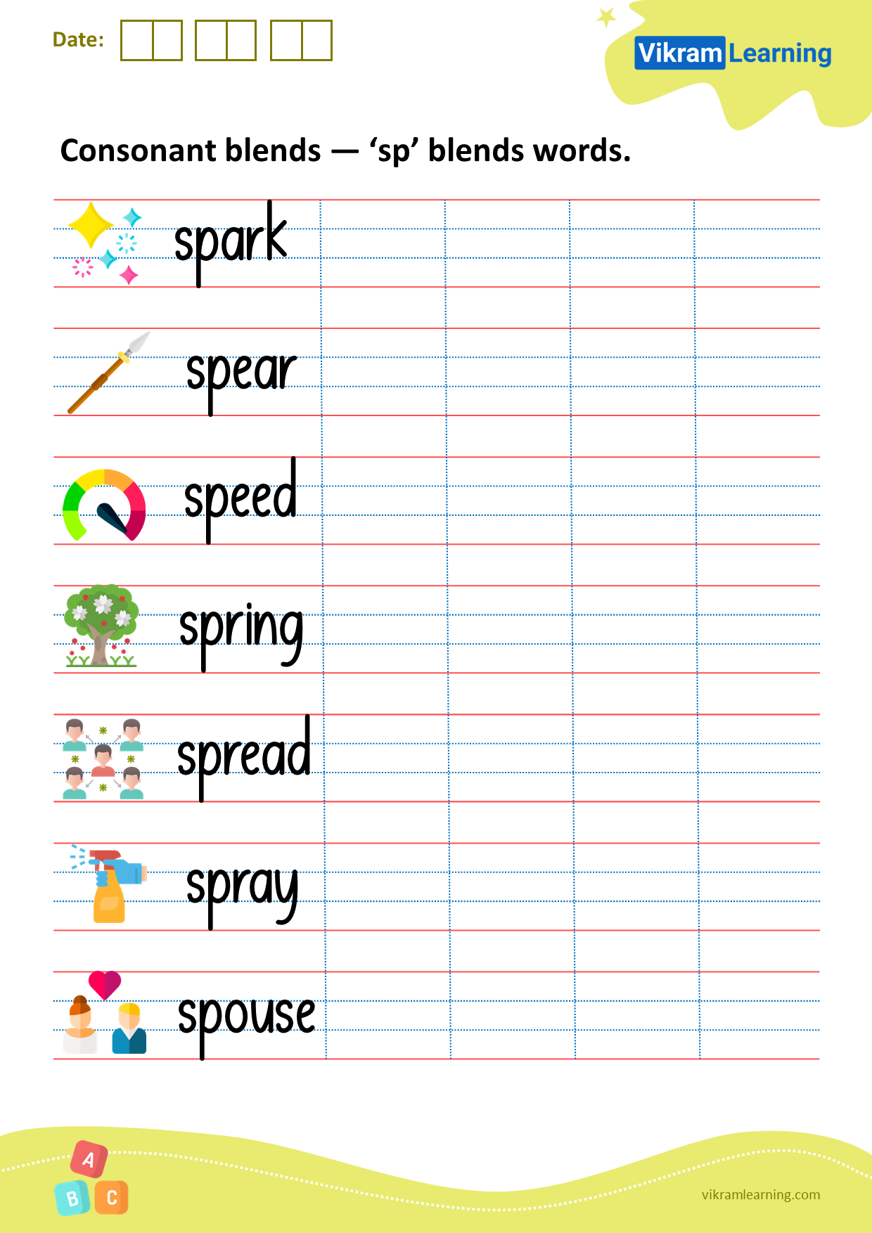 Download consonant blends — ‘sp’ blend words worksheets