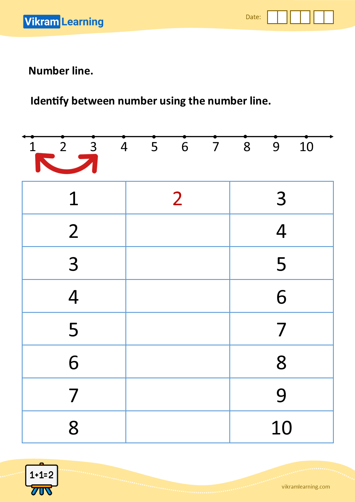 Download identify between number using the number line worksheets