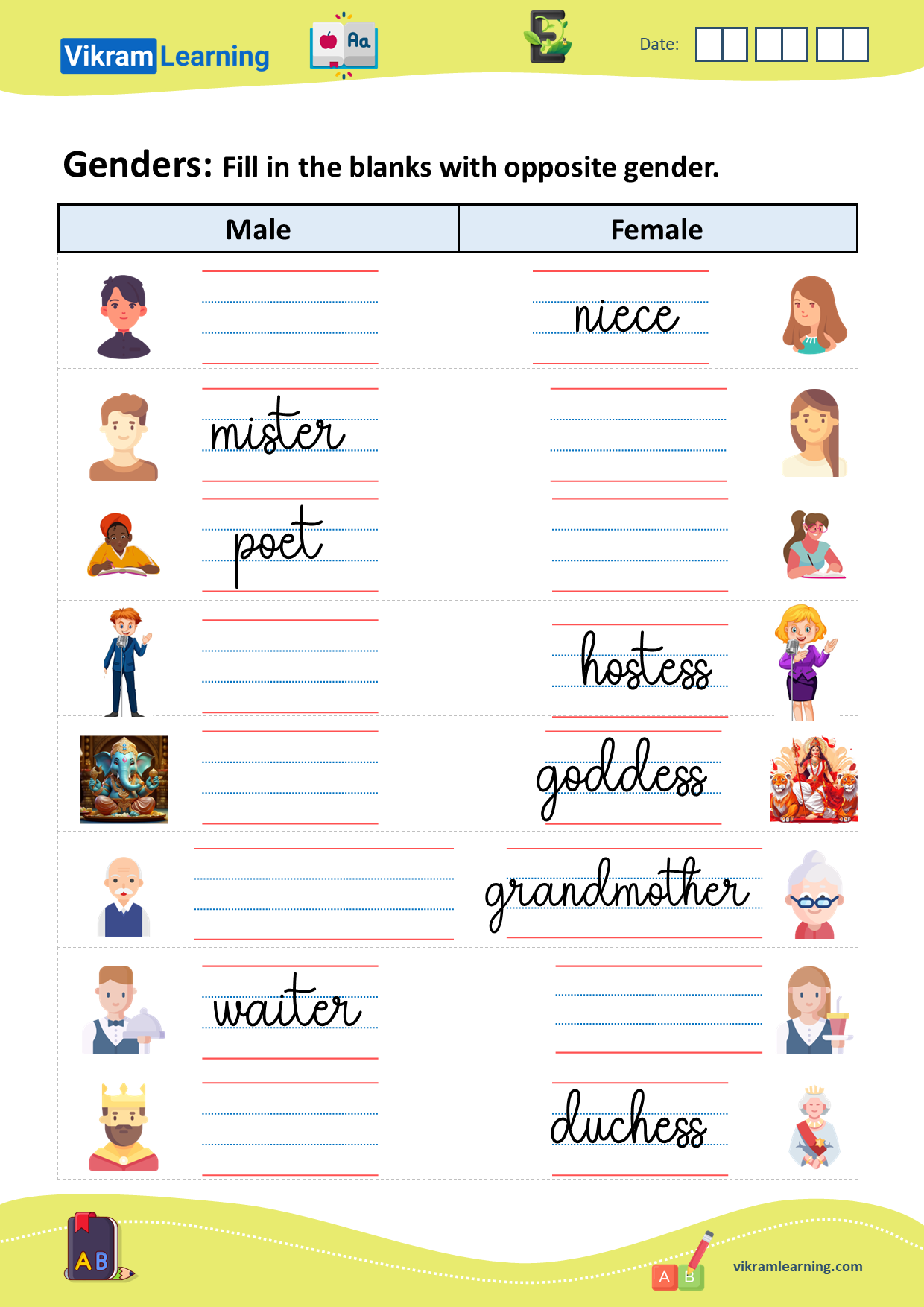 Download genders- male, female, common, neuter worksheets ...