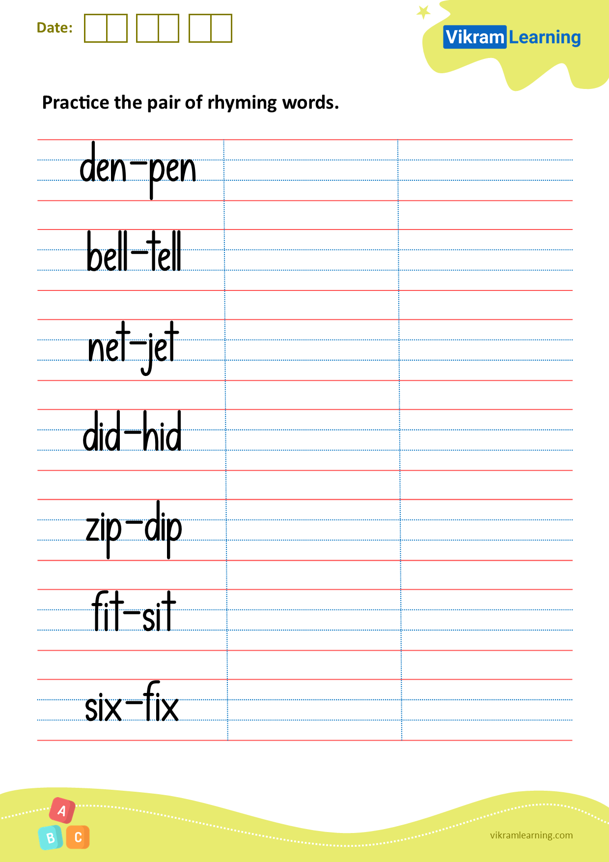 Rhyming Words Worksheet For Kindergarten Pdf With Answers