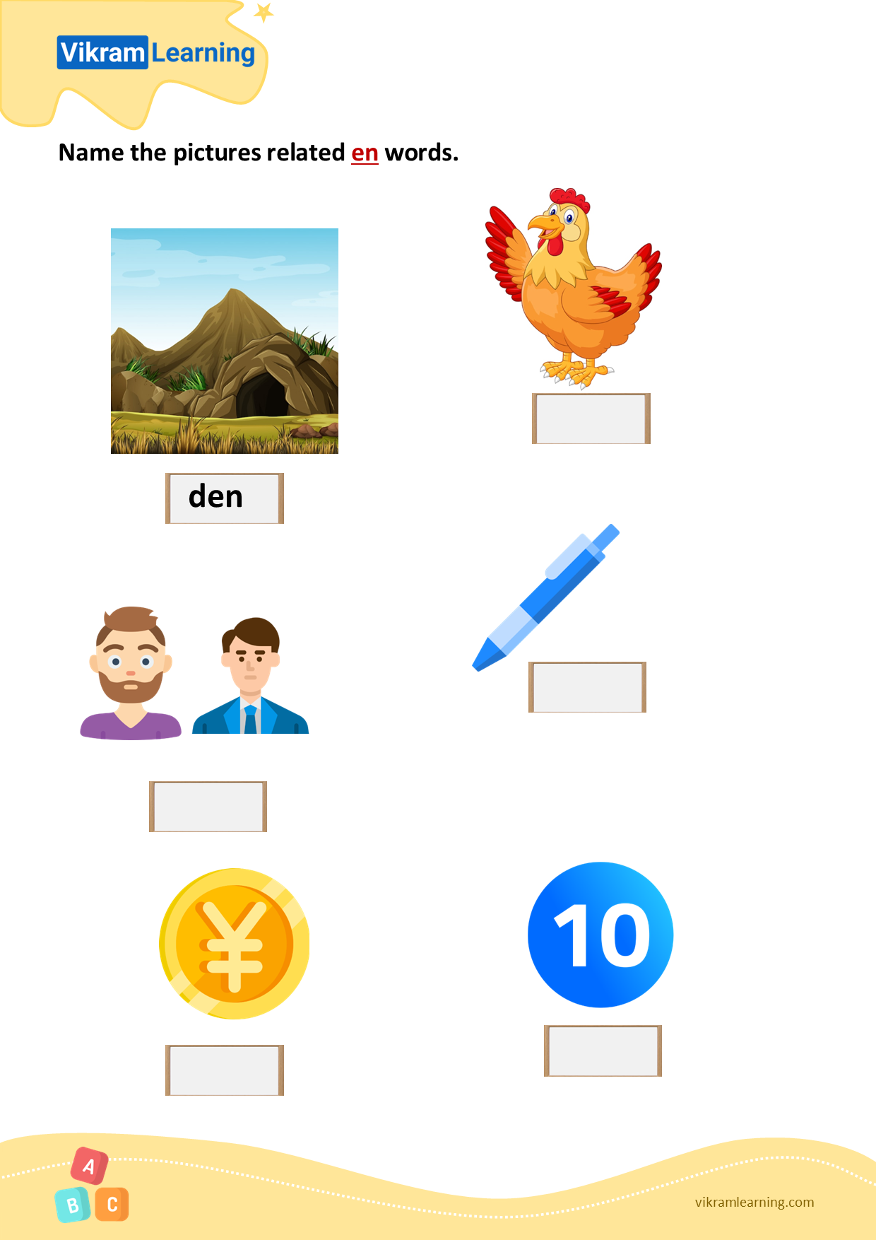 Download name the pictures related en words worksheets