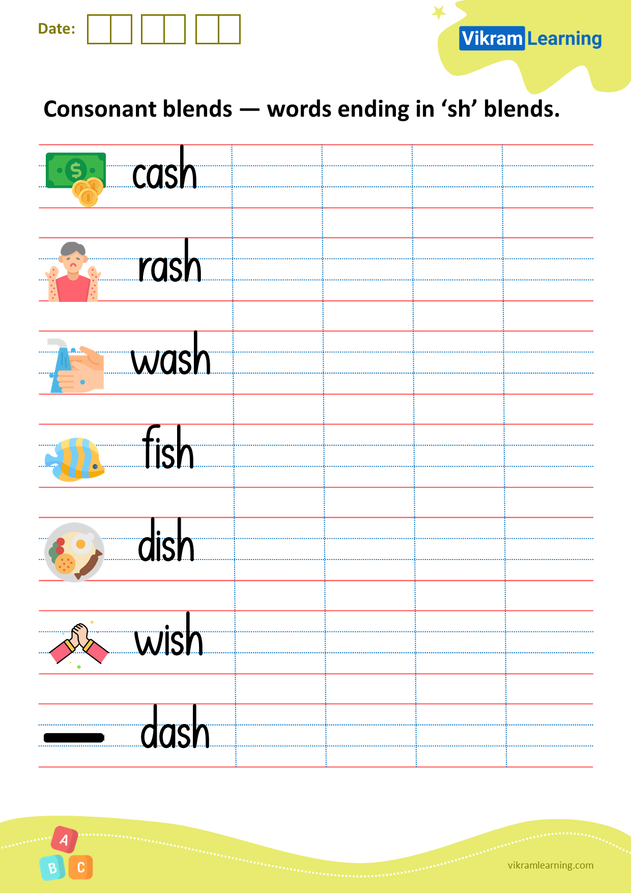Download consonant blends — words ending in ‘sh’ blends worksheets