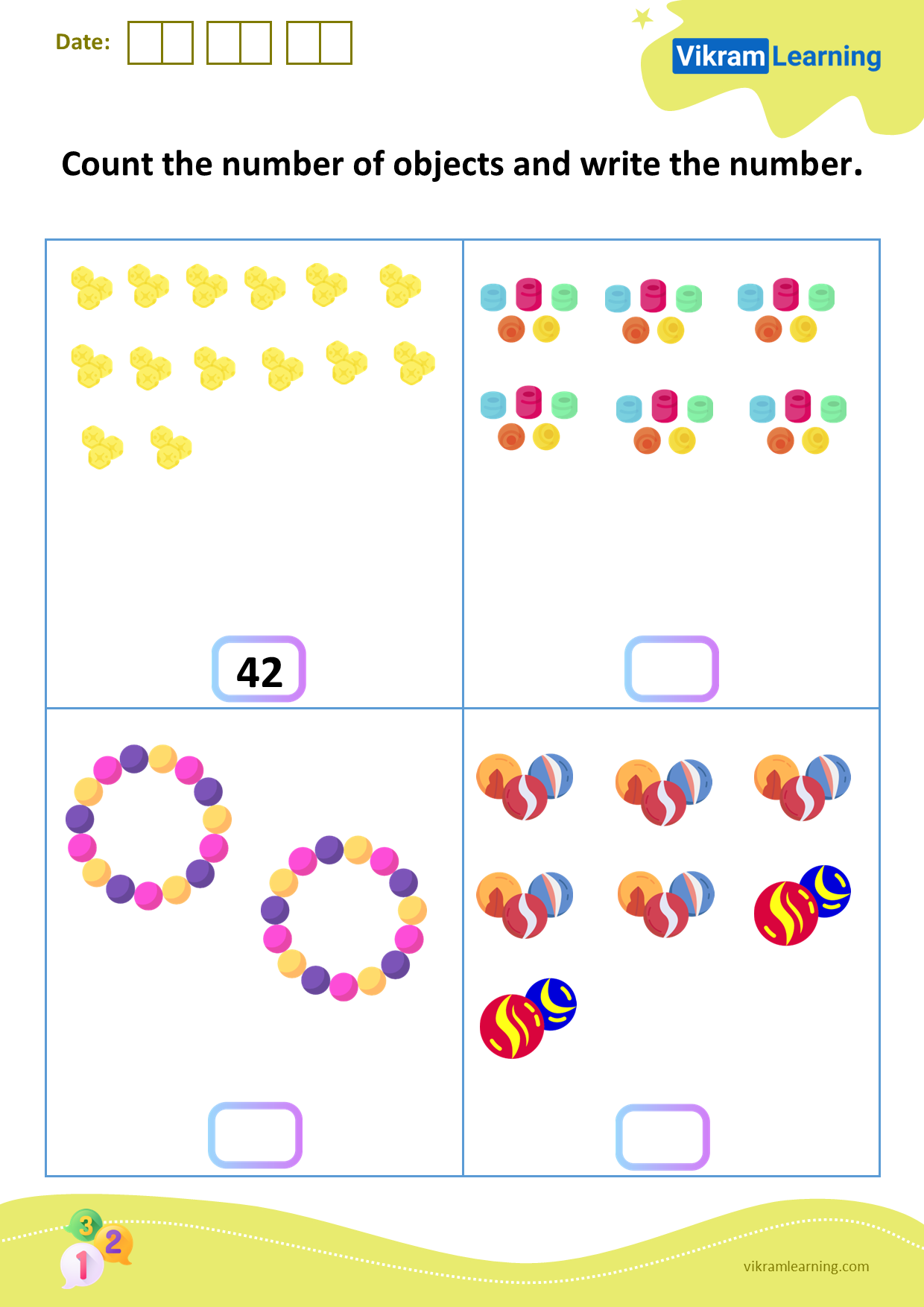 Download count the number of objects and write the number worksheets