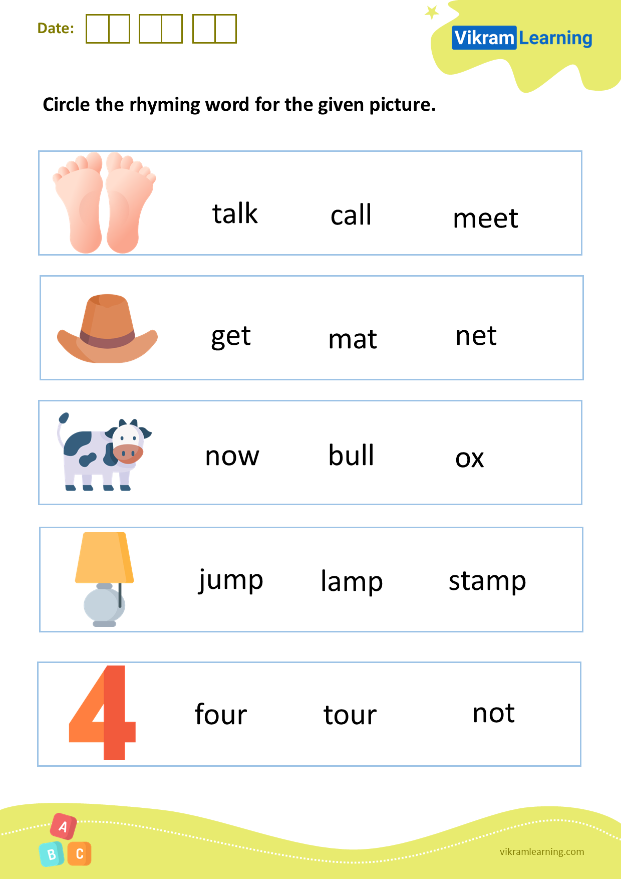 Download circle the rhyming word for the given picture worksheets ...
