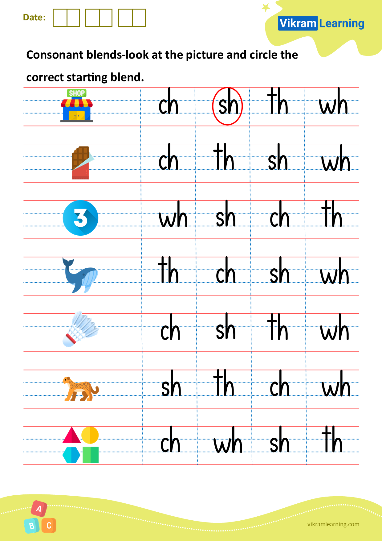 Download consonant blends-look at the picture and circle the correct starting blend worksheets