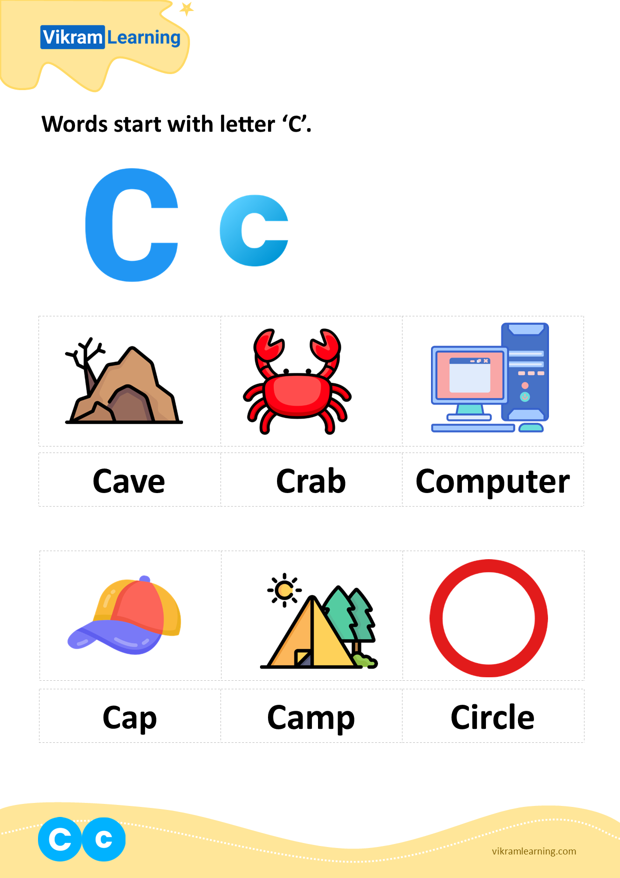 Download words start with letter 'c' worksheets