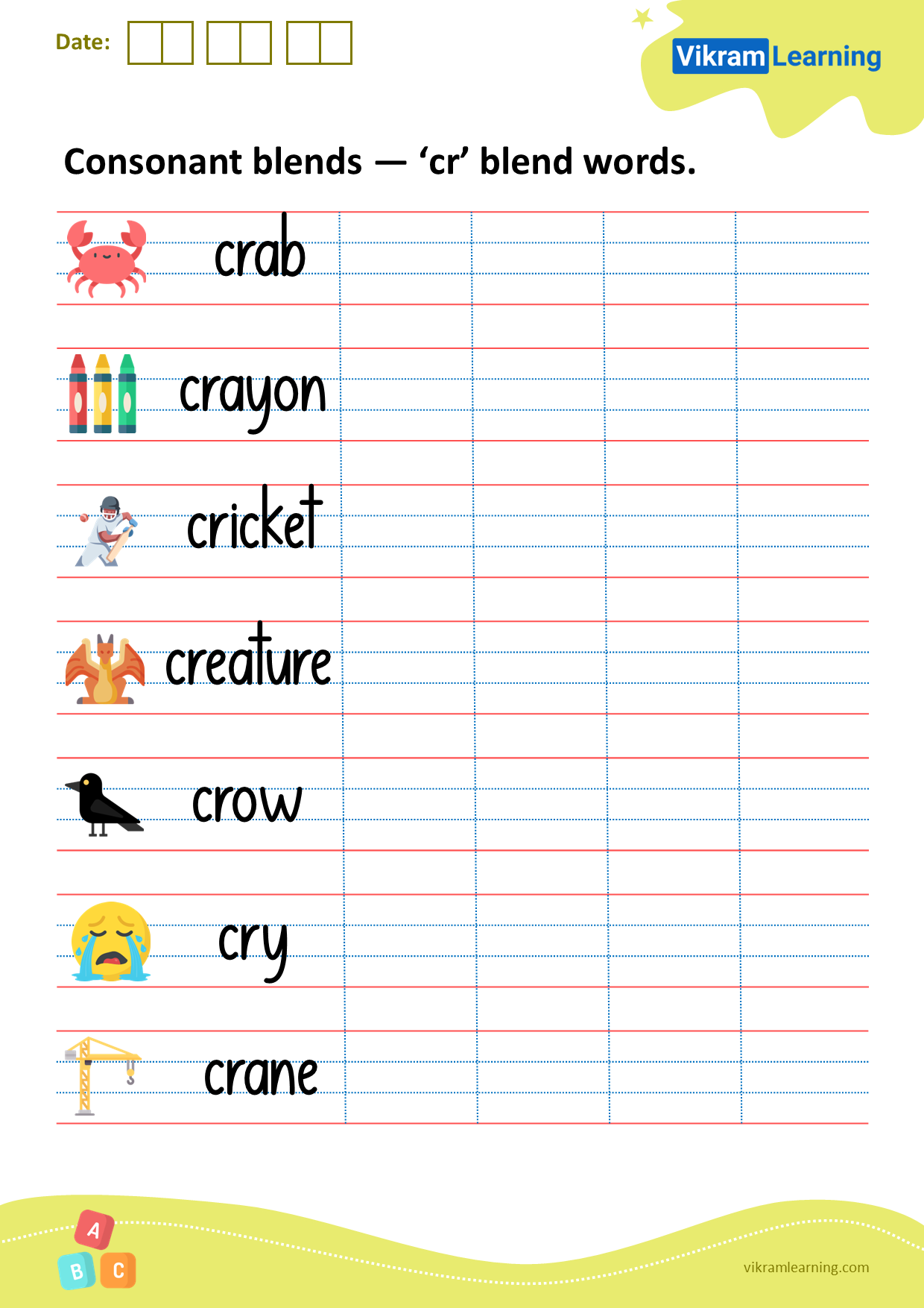 Download Consonant Blends cr Blend Words Worksheets 