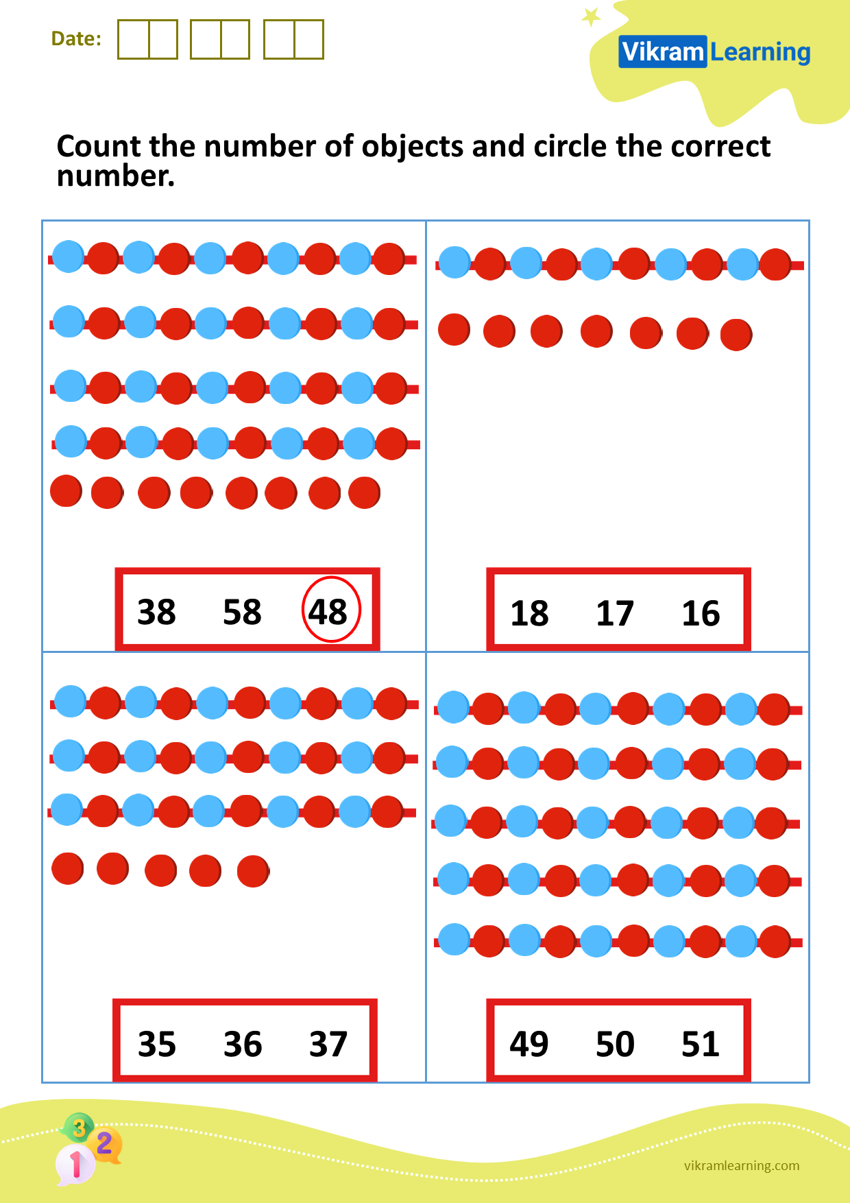 Download count the number of objects and circle the correct number worksheets