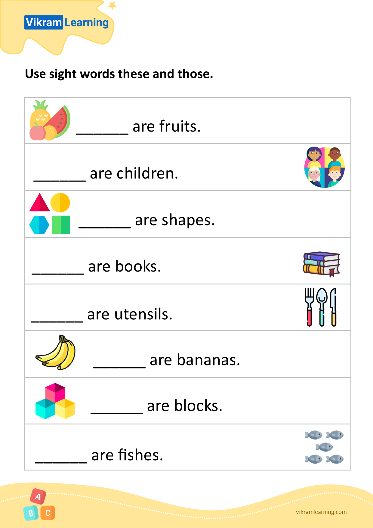 Download Use Sight Words These And Those Worksheets Vikramlearning