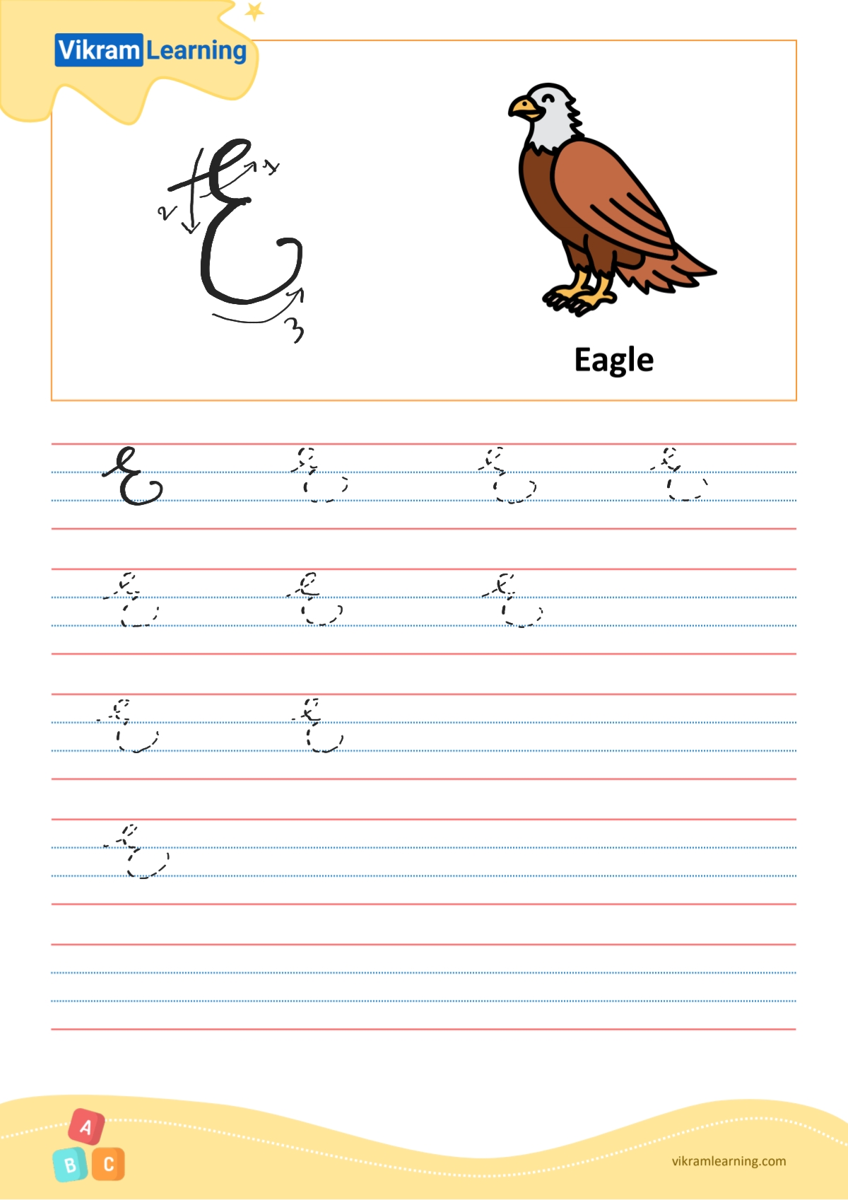 Download cursive letter e worksheets