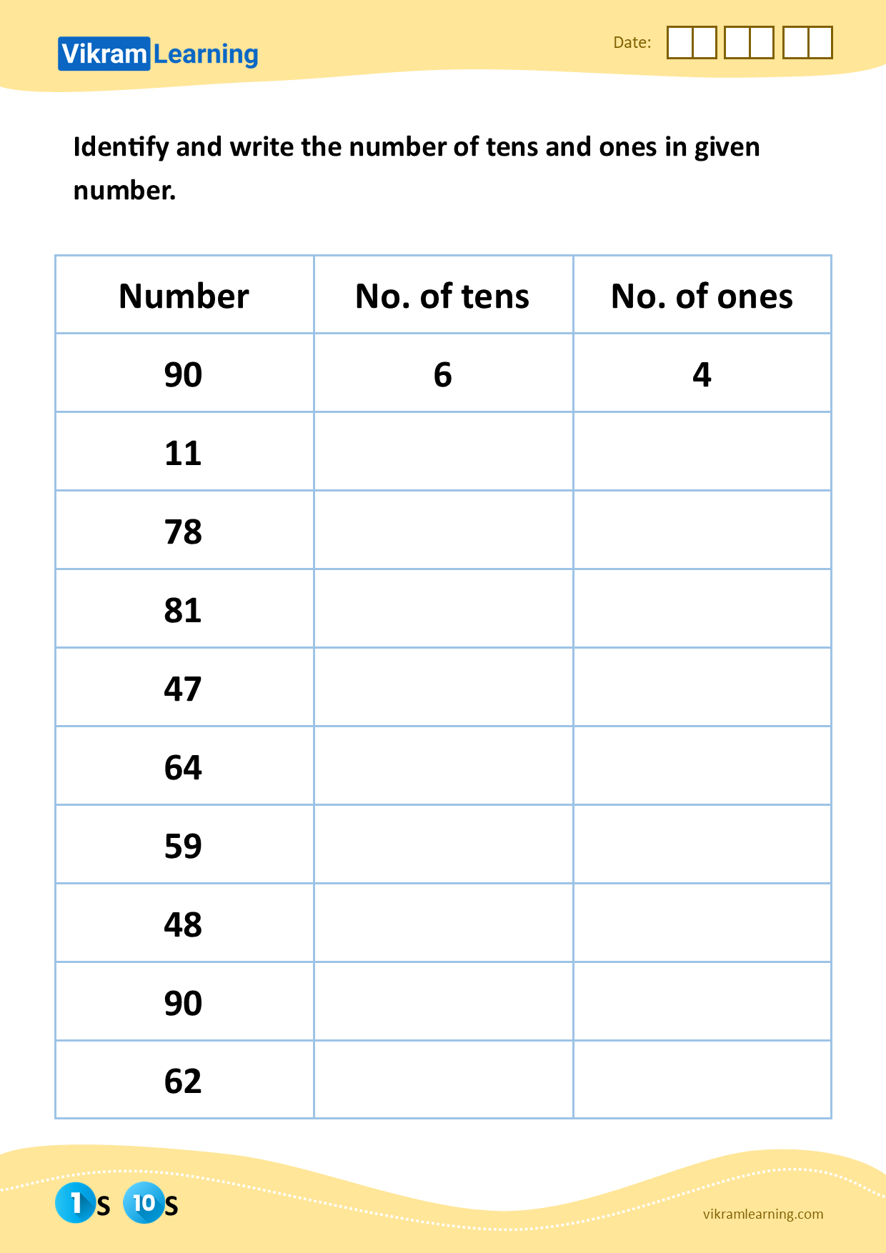 Download Identify And Write The Number Of Tens And Ones In Given Number 