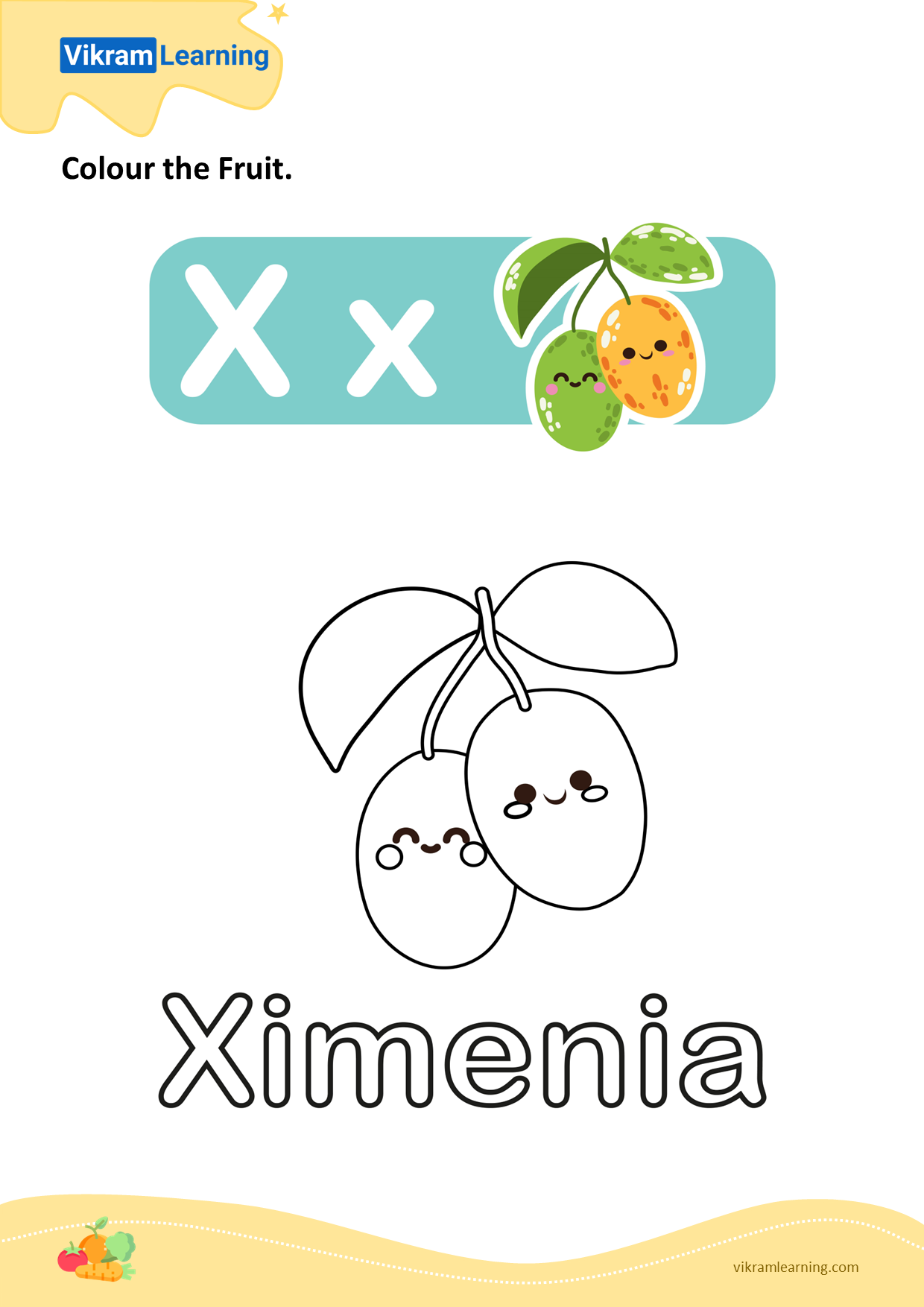 Download colour the fruit - ximenia worksheets