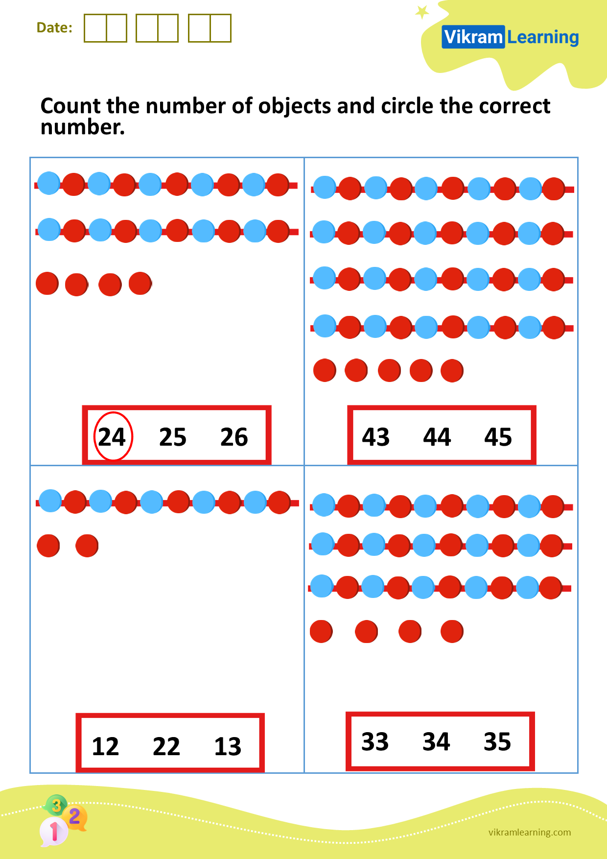 Download count the number of objects and circle the correct number worksheets