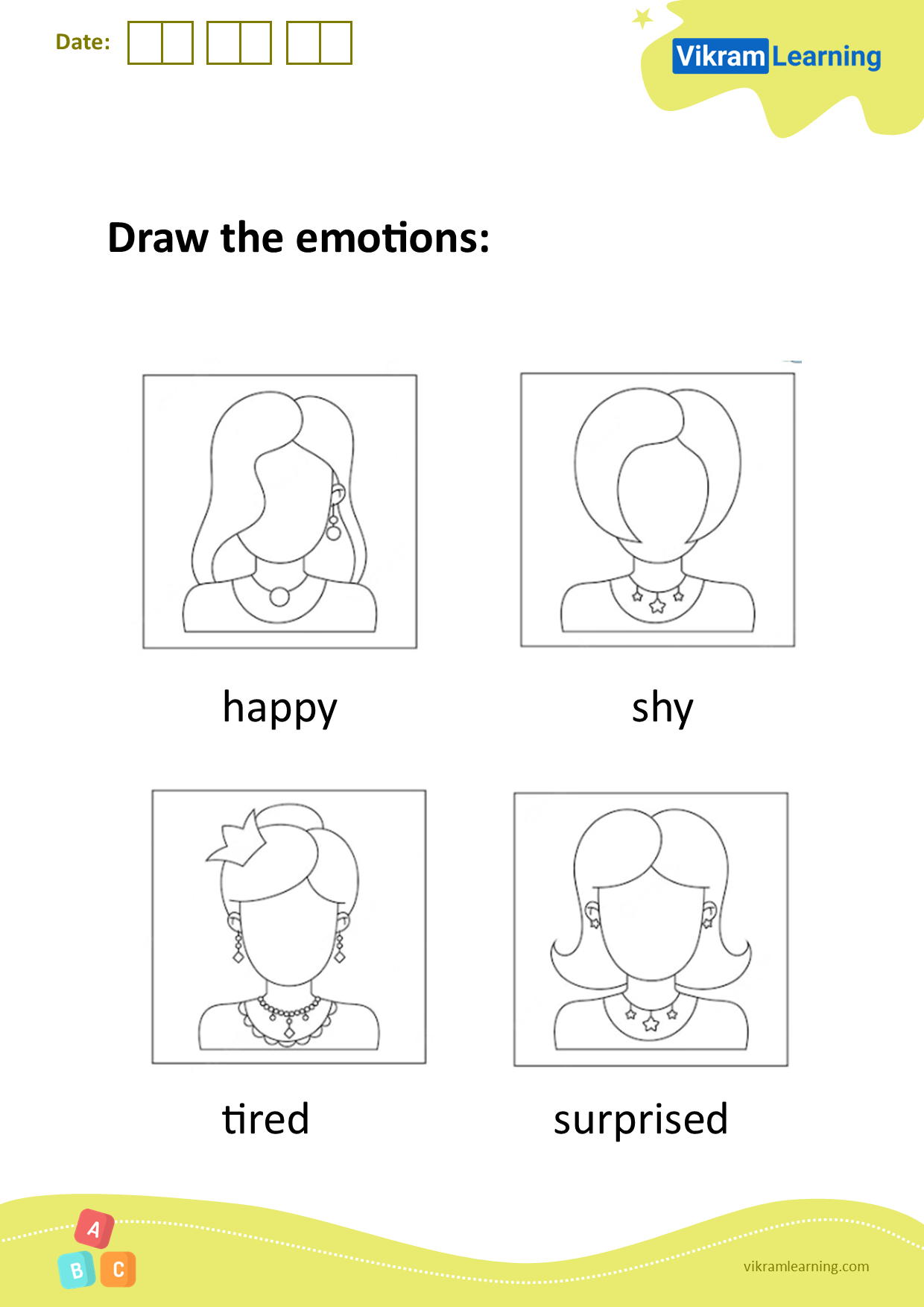 Download draw the emotions worksheets