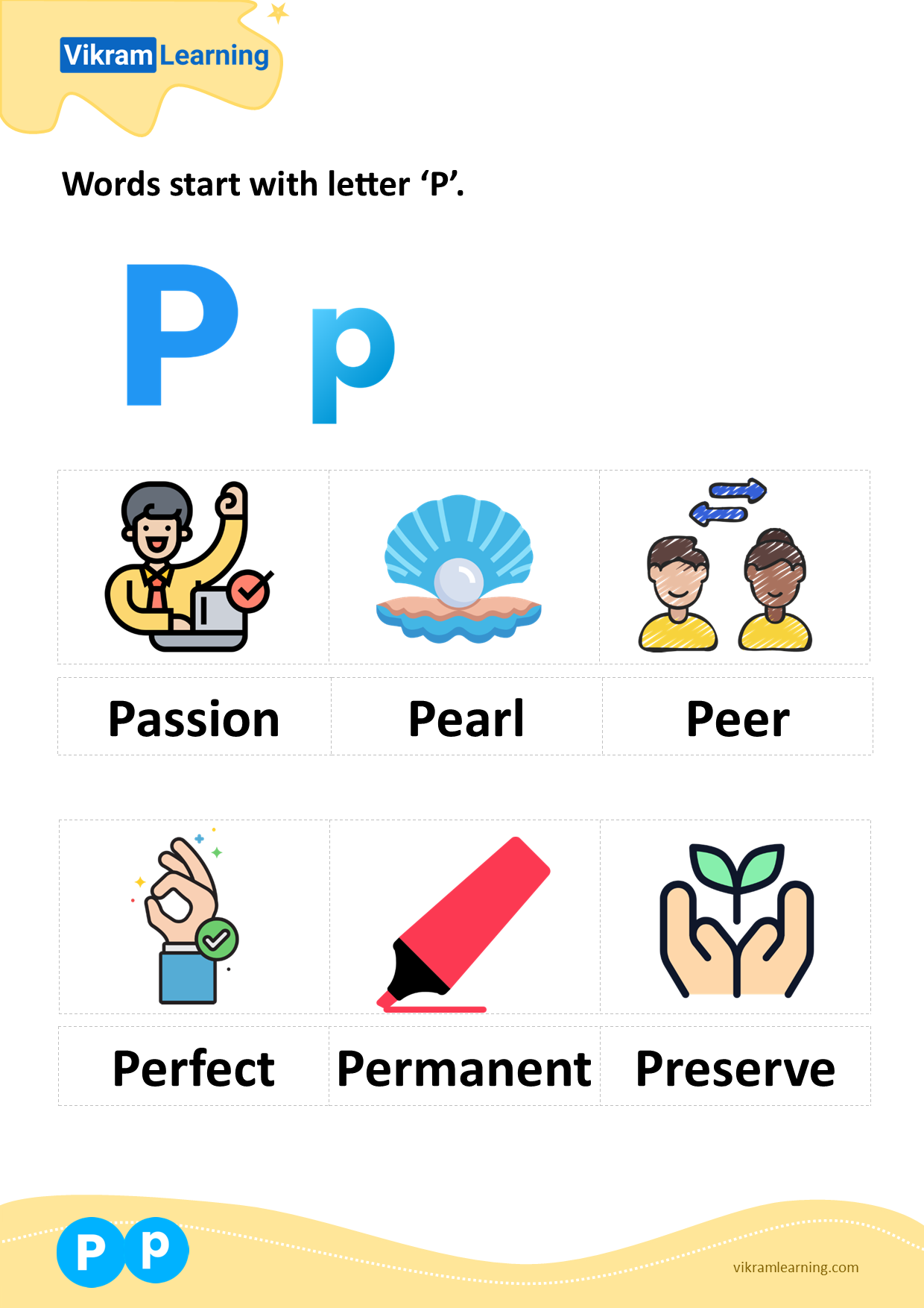 Download words start with letter 'p' worksheets