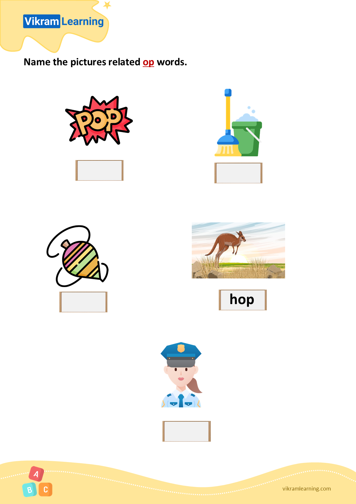 Download name the pictures related op words worksheets
