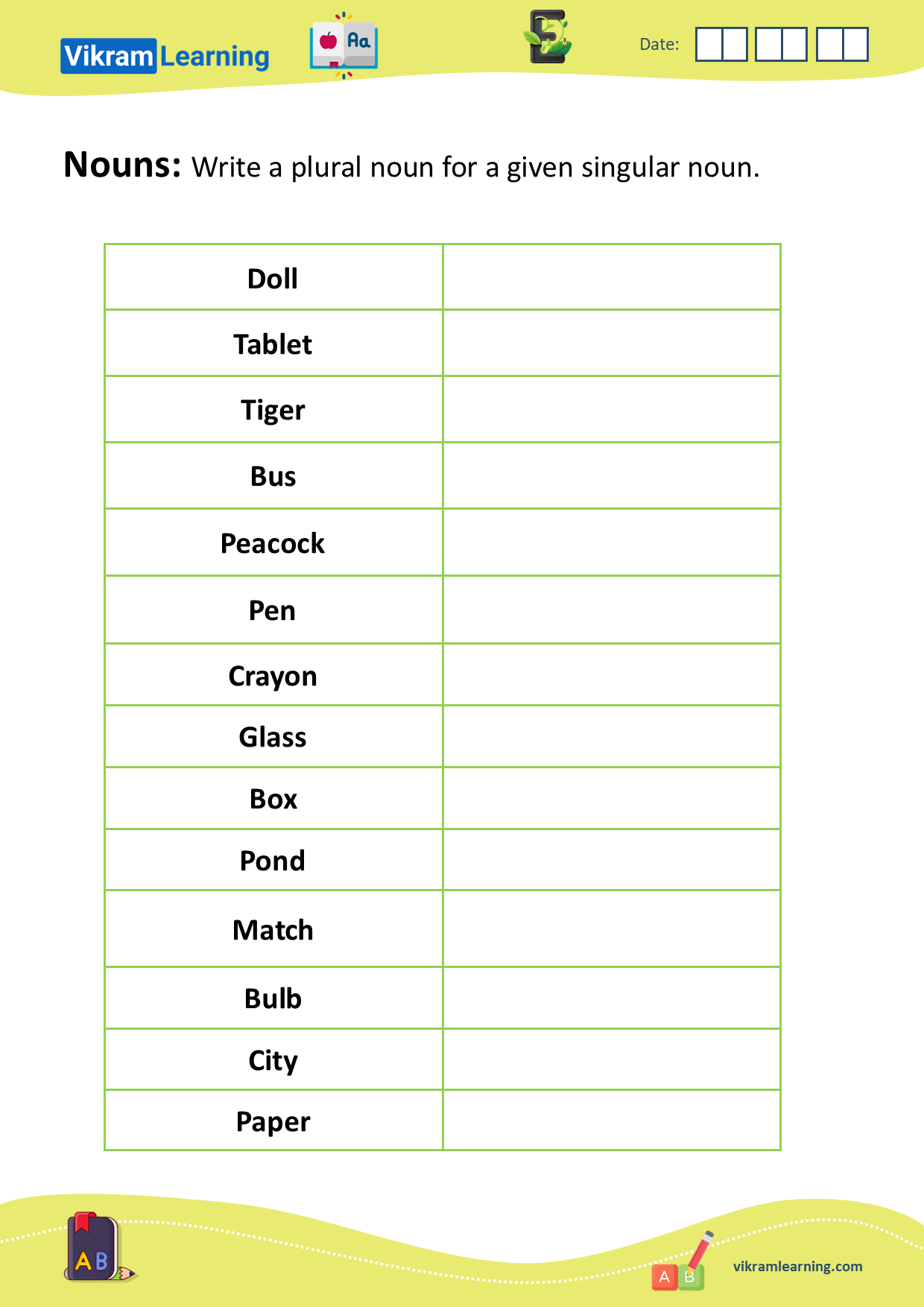 Download nouns - naming words worksheets