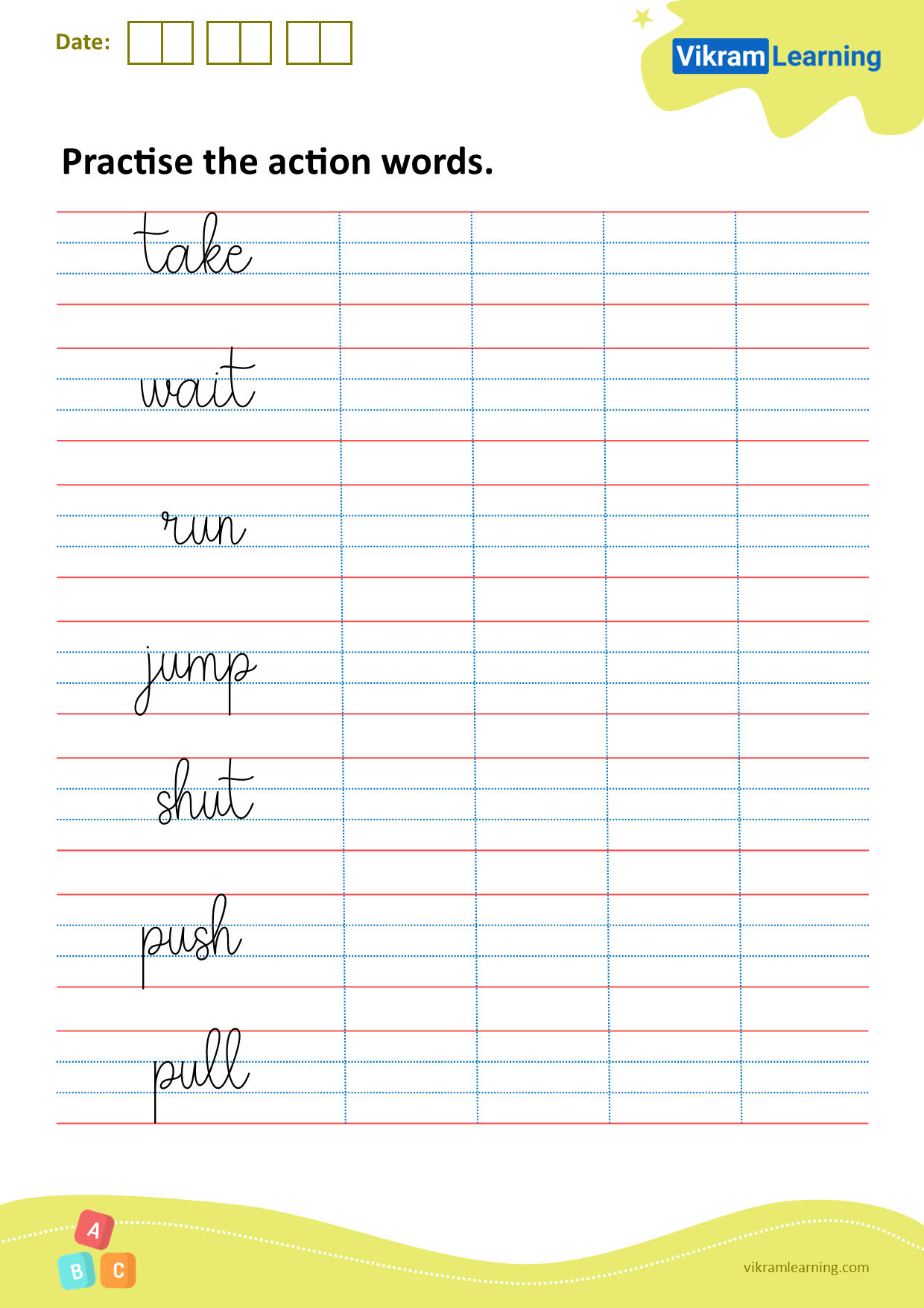 download-practice-the-action-words-worksheets-vikramlearning