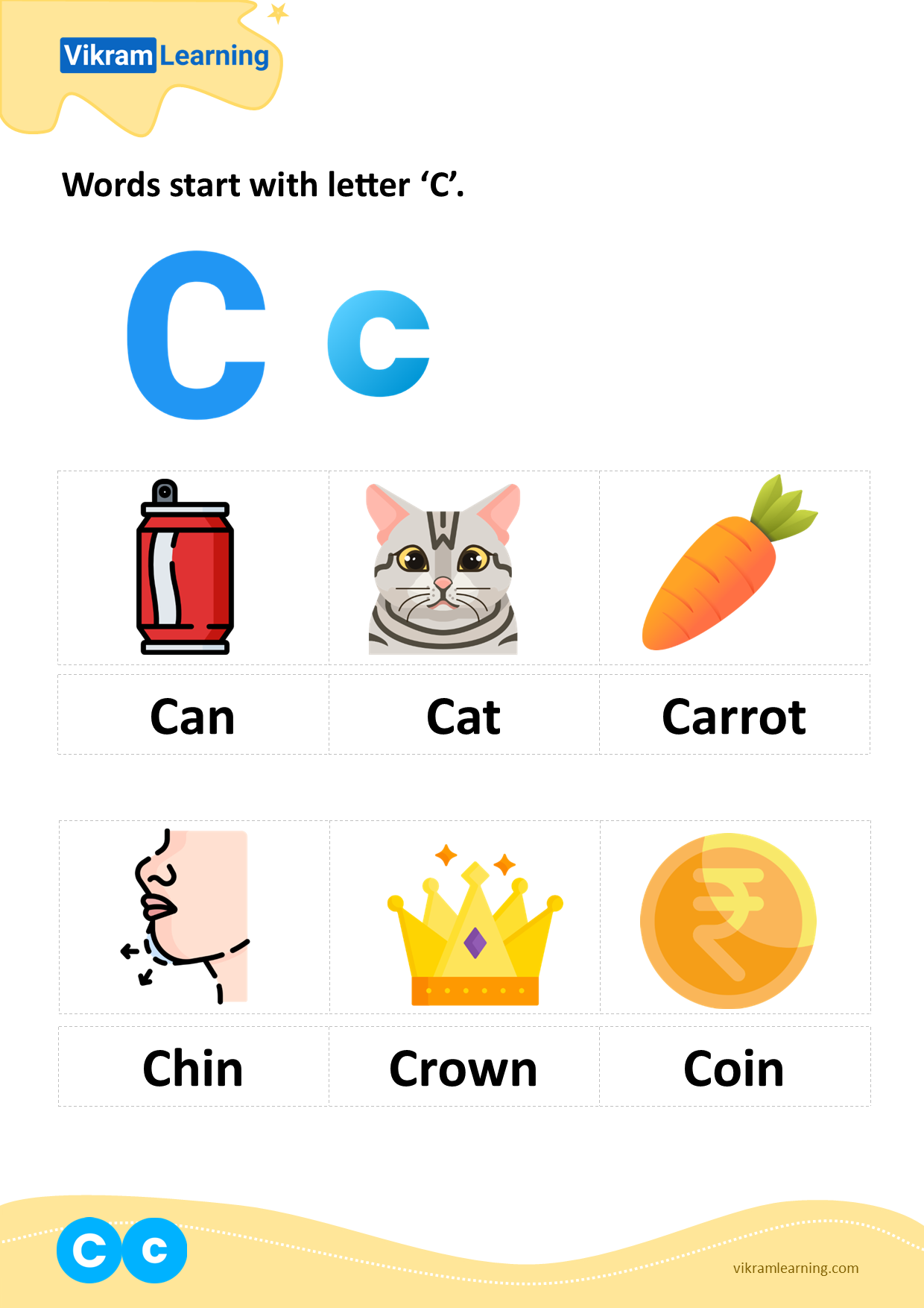 Download words start with letter 'c' worksheets