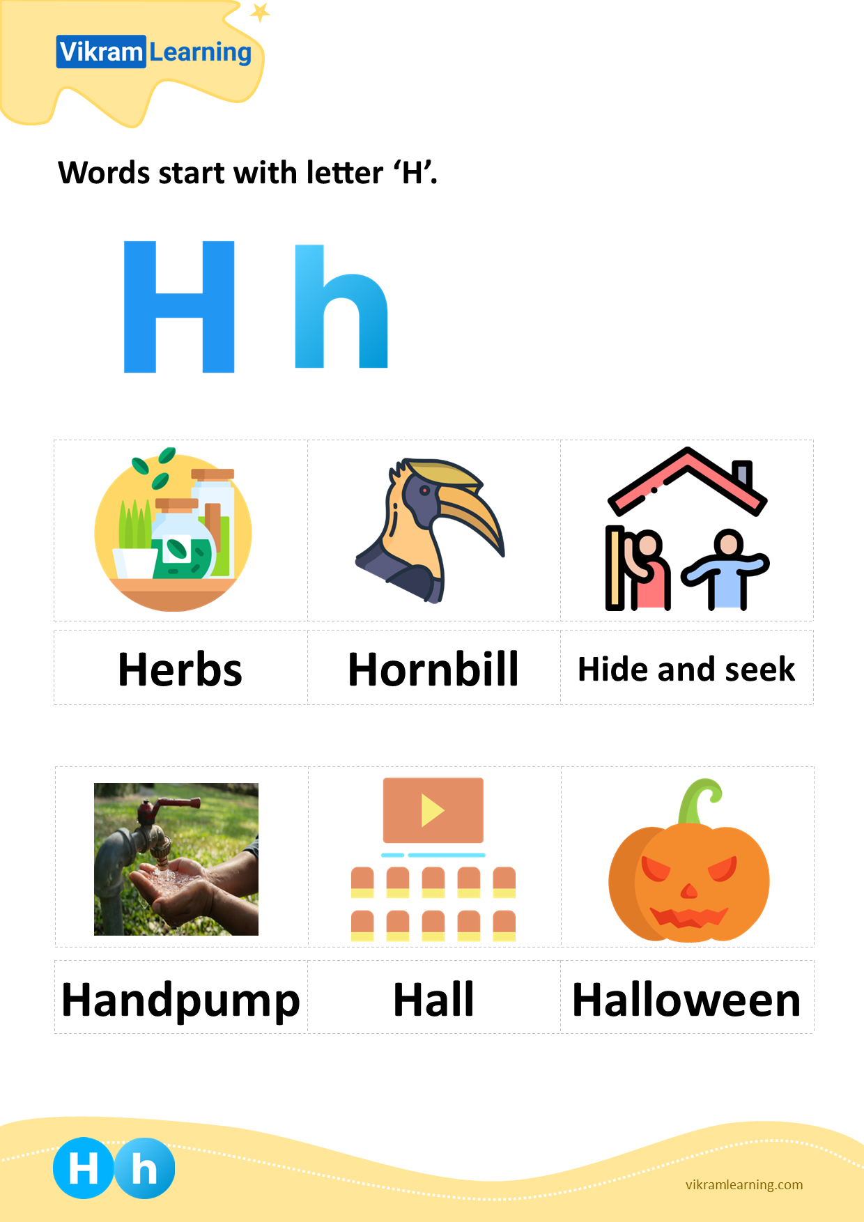 Download Words Start With Letter h Worksheets Vikramlearning