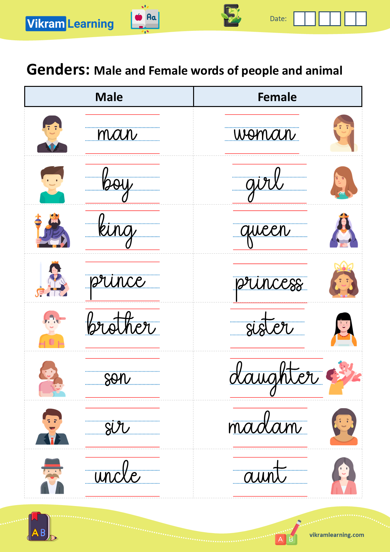 Download genders- male, female, common, neuter worksheets ...