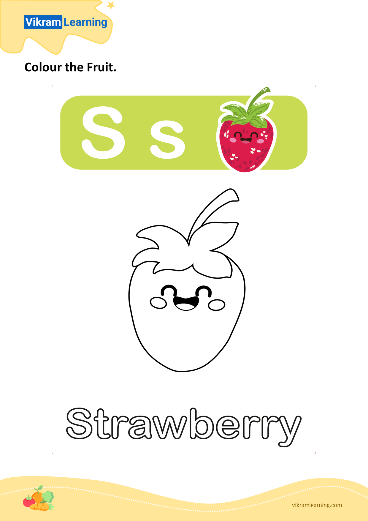 Download colour the fruit - strawberry worksheets