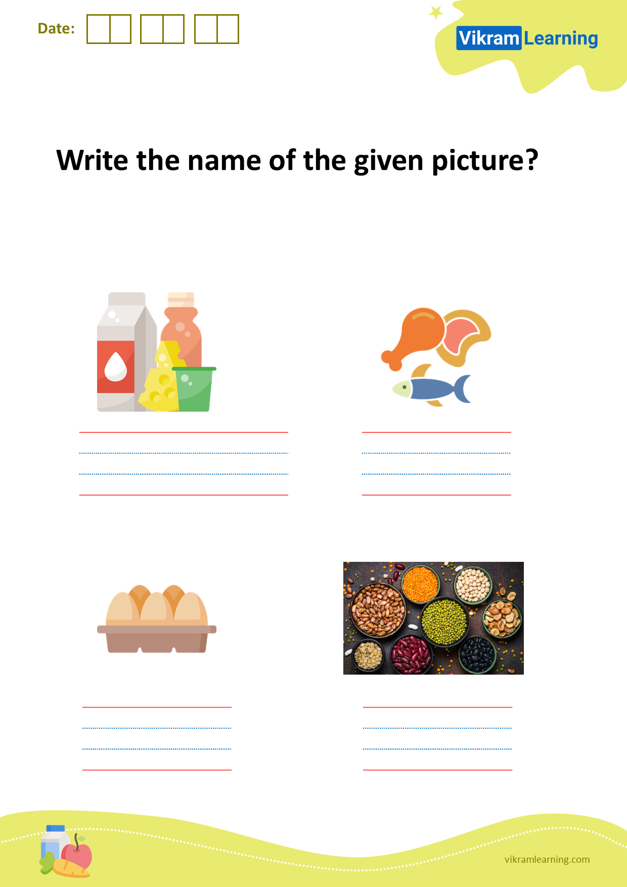 Download write the name of the given picture. worksheets