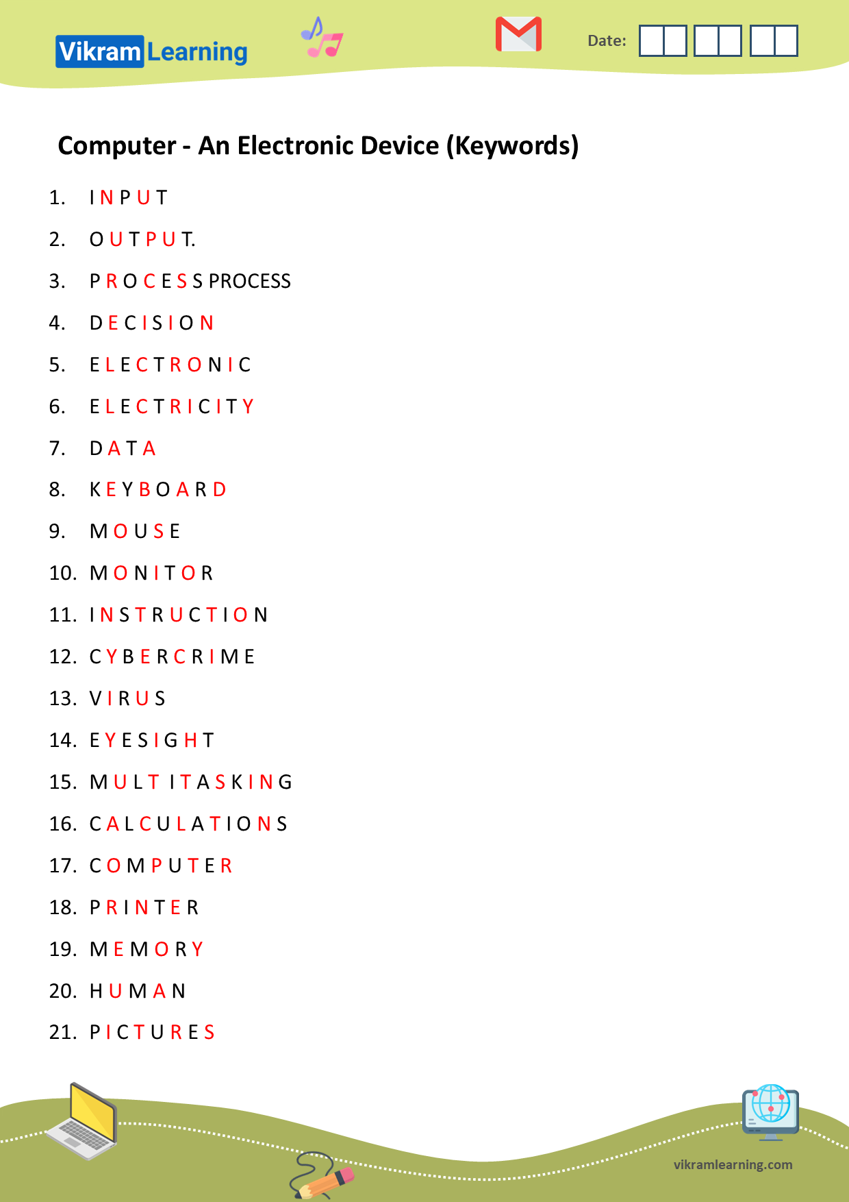 Download computer a machine, uses of computer, advantages and disadvantages of computer, difference between human and computer , cpu processing, input, output. worksheets