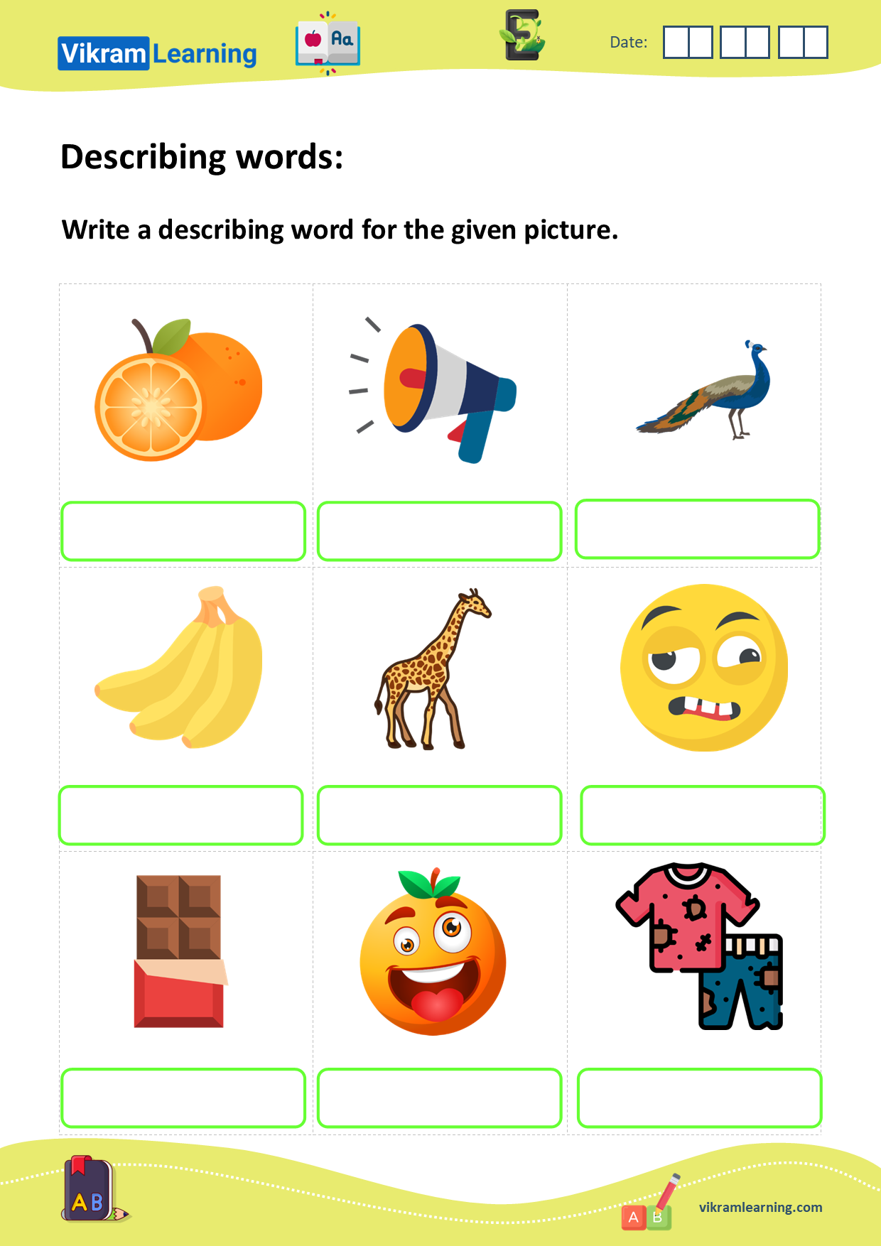 Download describing words: adjectives worksheets