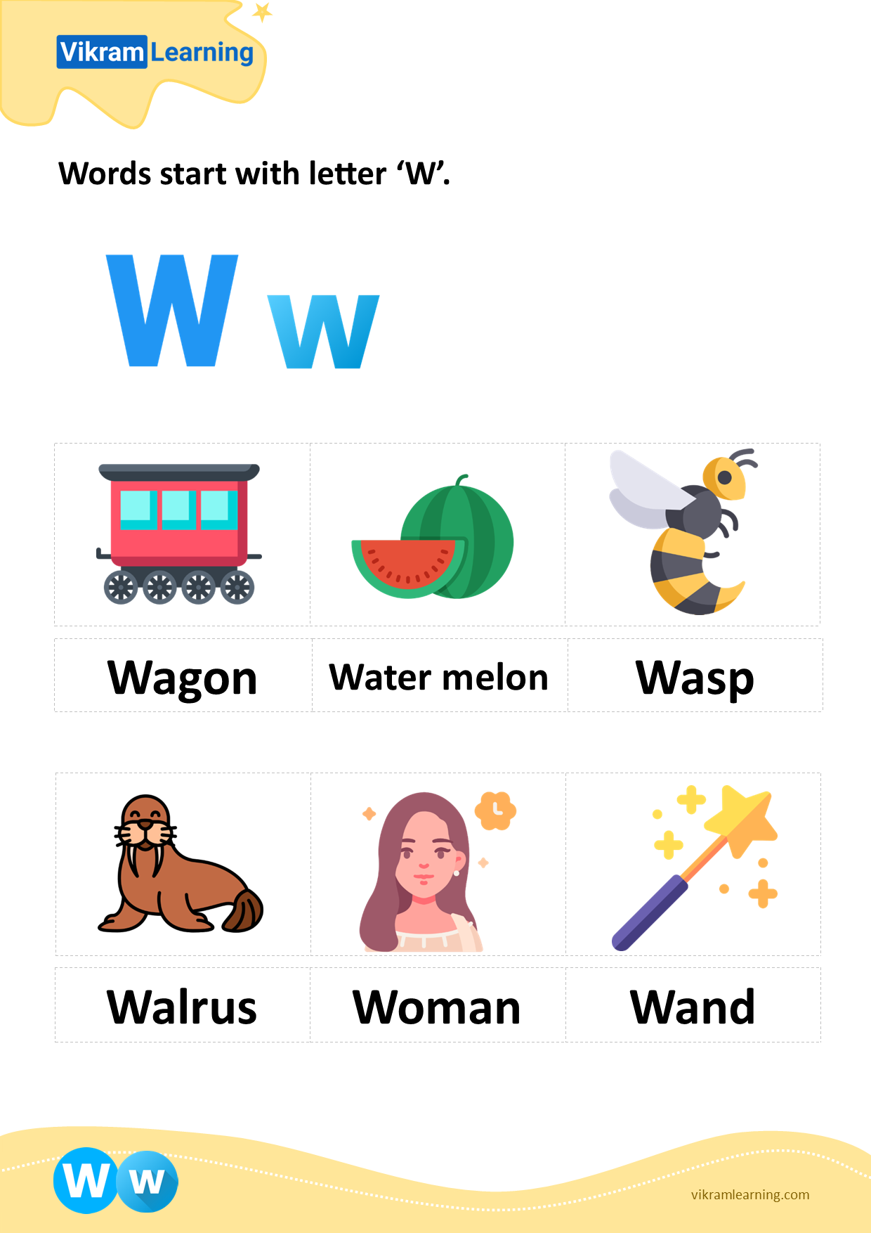 Download Words Start With Letter w Worksheets Vikramlearning