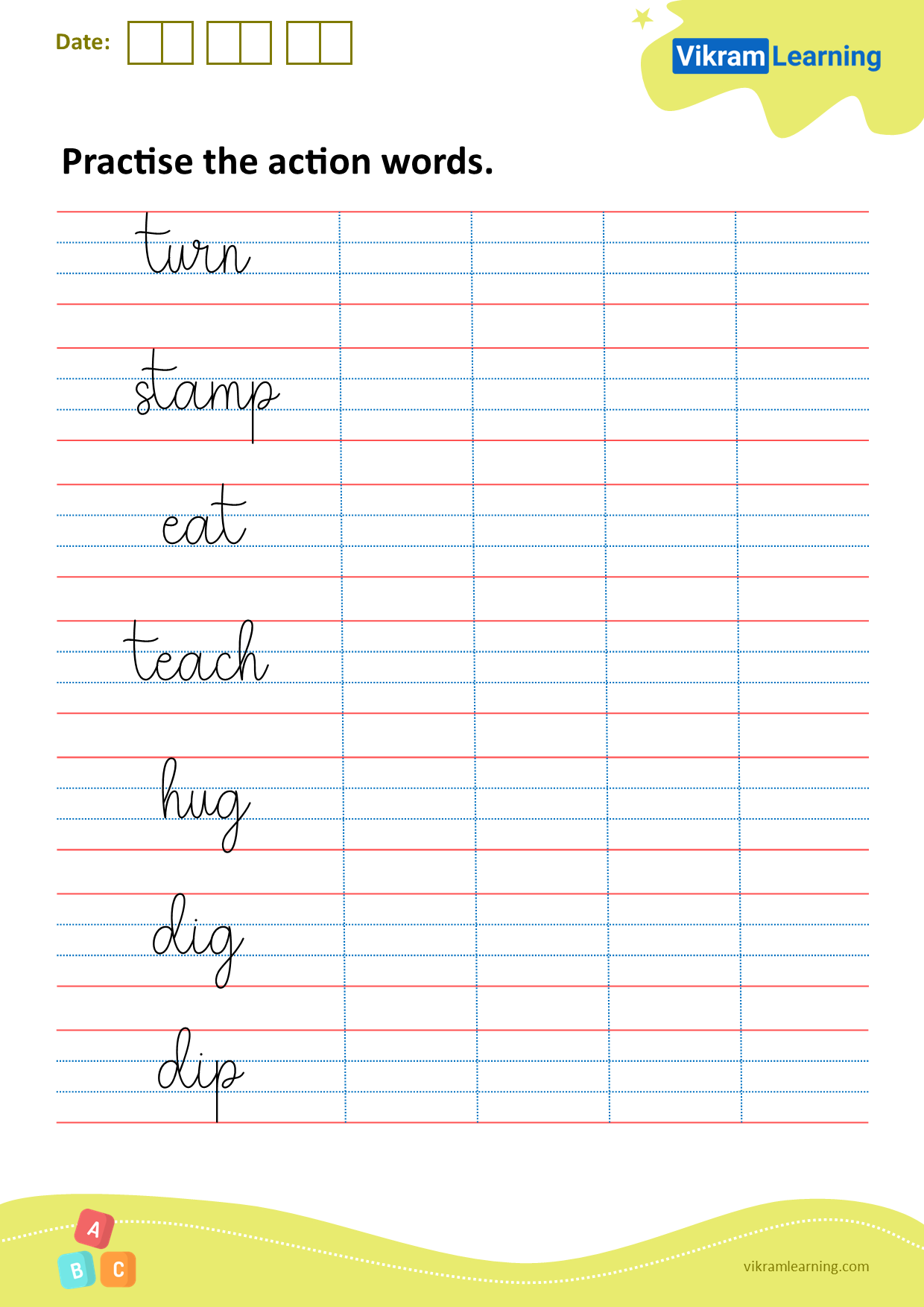 Download Action Words Worksheets For Free Vikramlearning