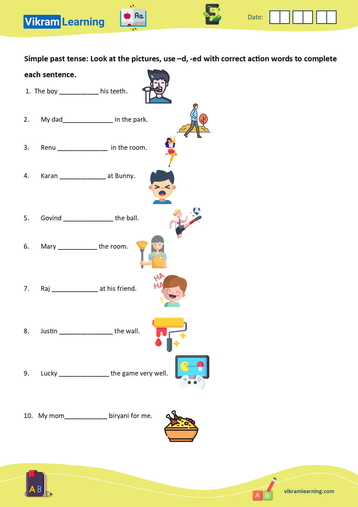 Download types of tenses:  explanation of simple preset tense explanation, present continuous tense, simple past tense with examples, worksheets on tenses worksheets