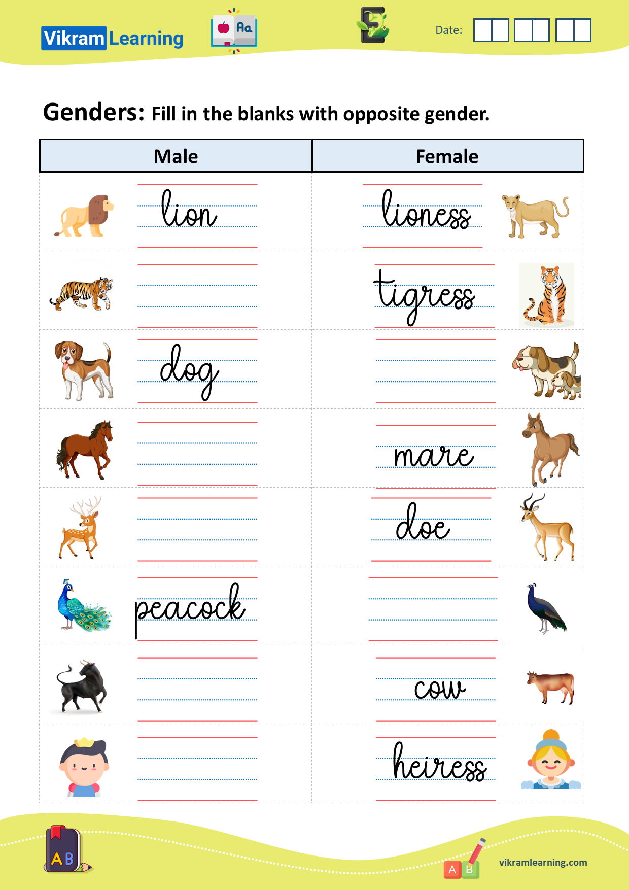 Download genders- male, female, common, neuter worksheets ...