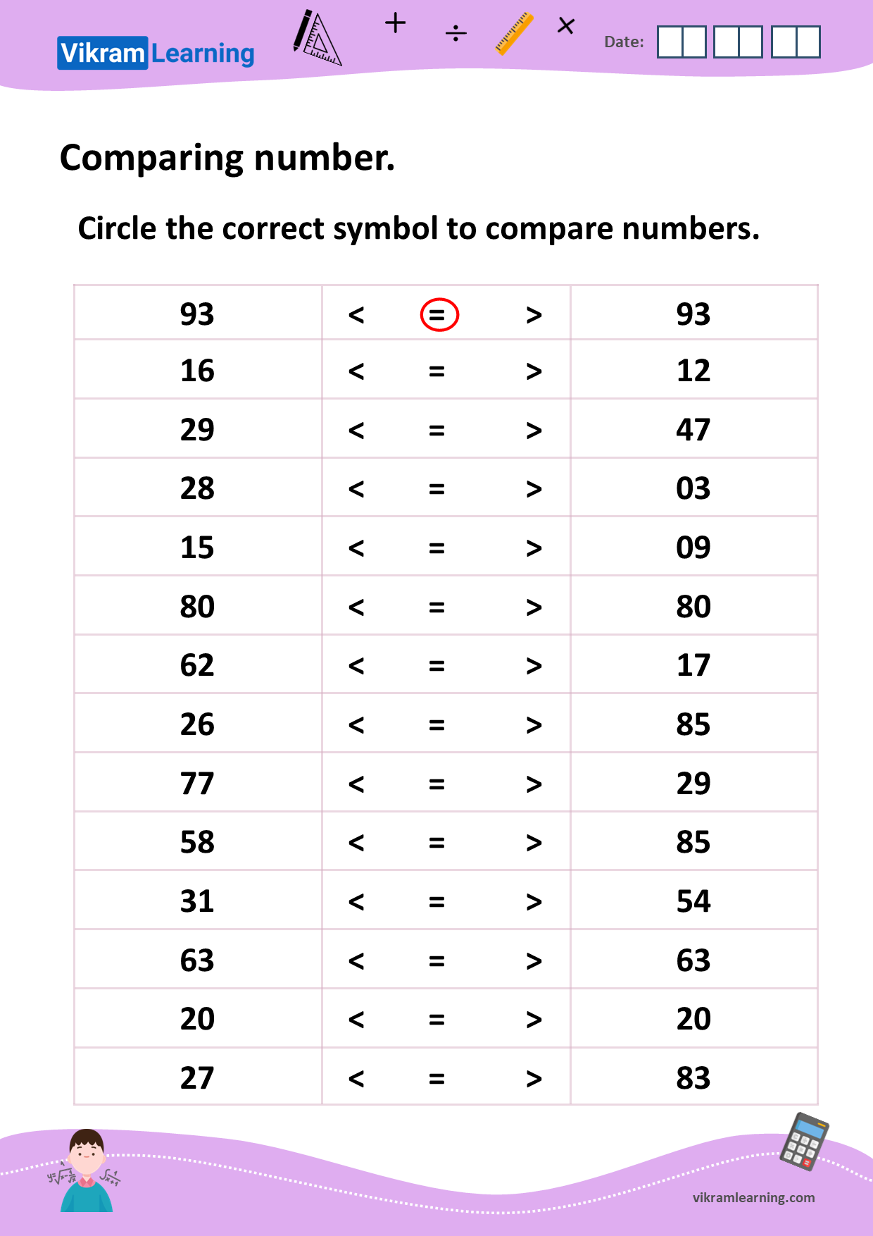 download-comparing-numbers-up-to-100-worksheets-vikramlearning