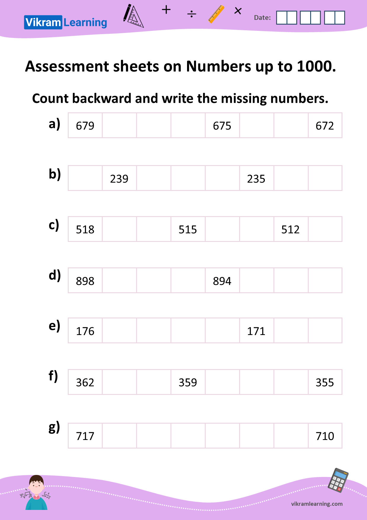 Download assessment worksheets numbers up to 1000 worksheets