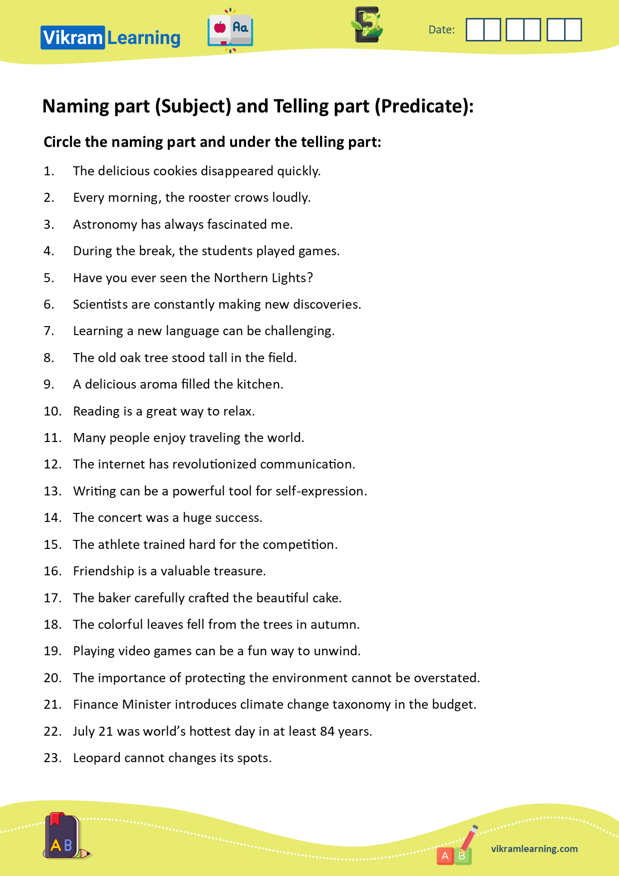 Download naming part (subject) and telling part (predicate) worksheets, subject and predicate worksheets worksheets