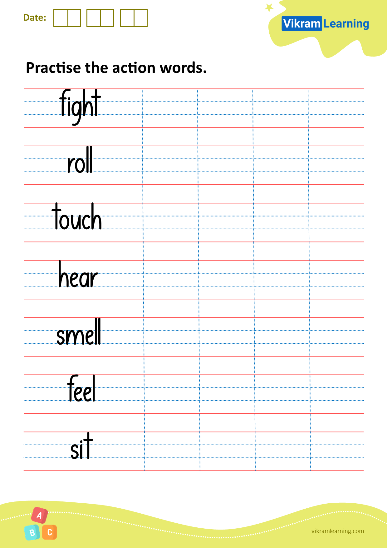 Download practice the action words worksheets