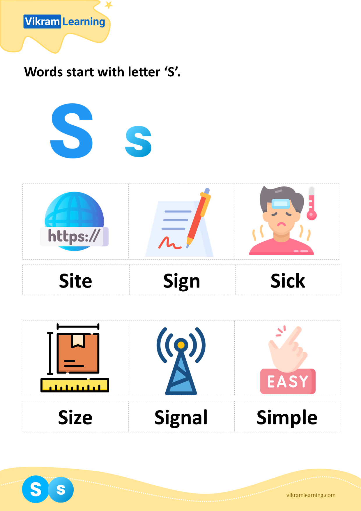 Download Words Start With Letter s Worksheets Vikramlearning