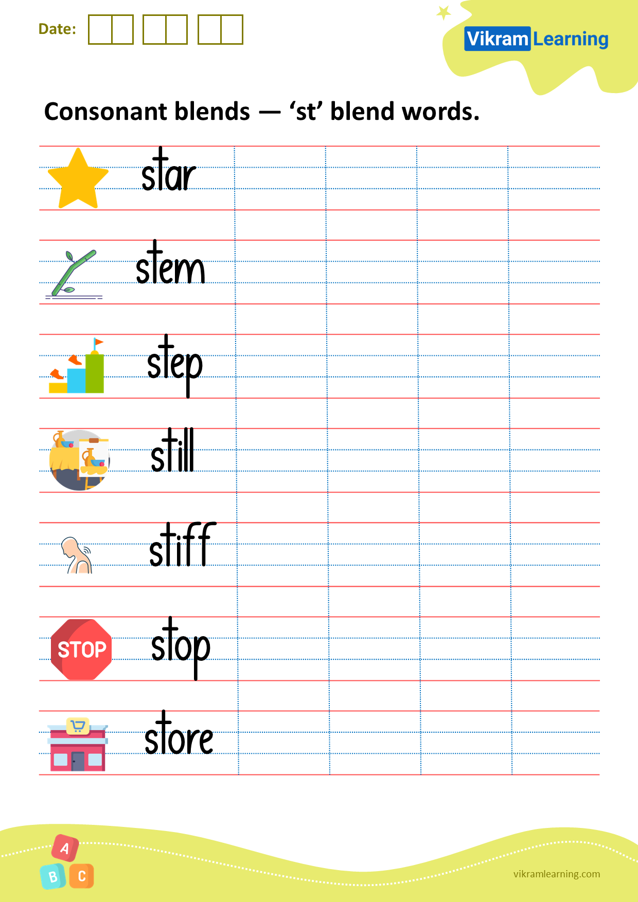 Download consonant blends — ‘st’ blend words worksheets