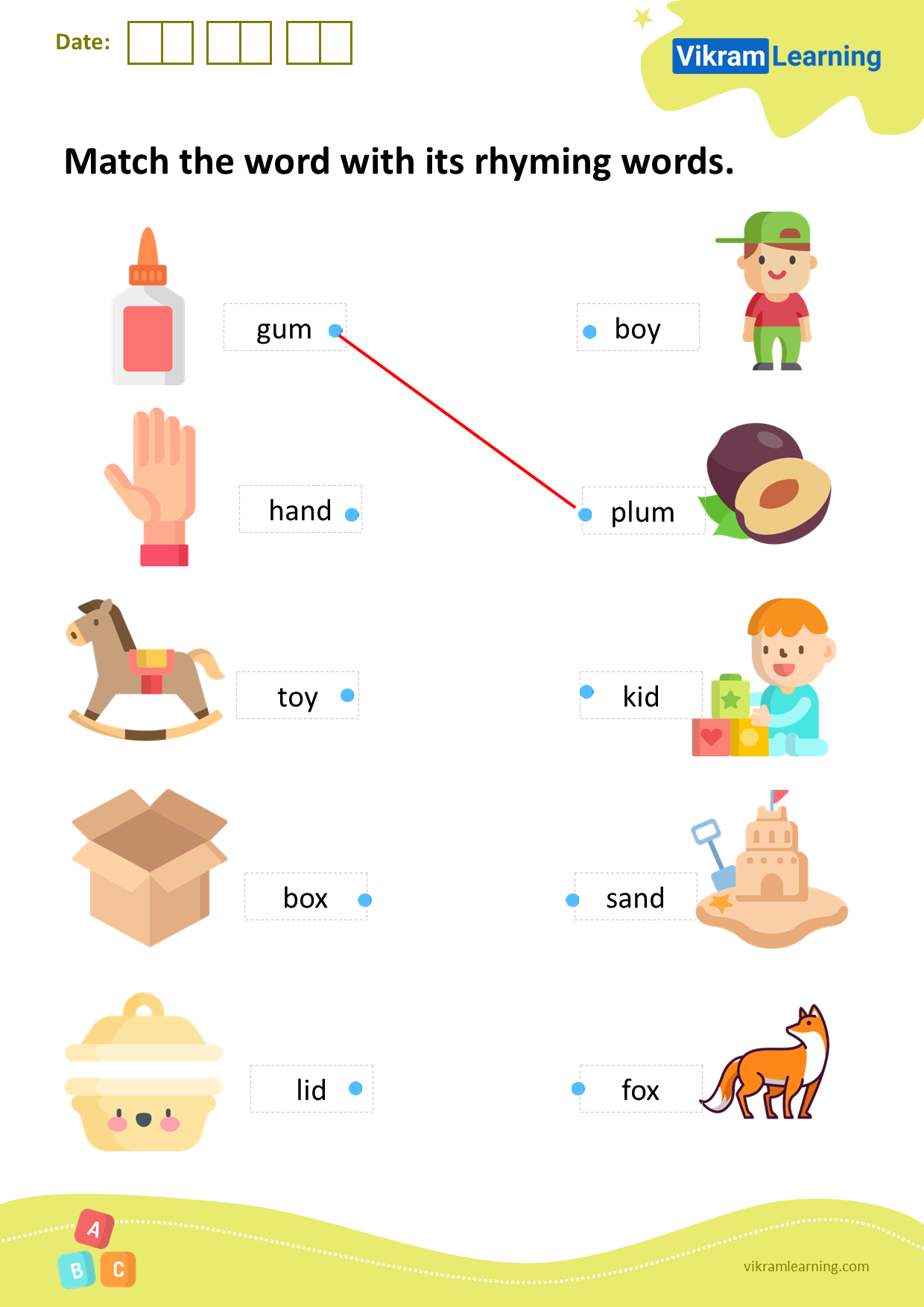 Download match the word with its rhyming words worksheets ...