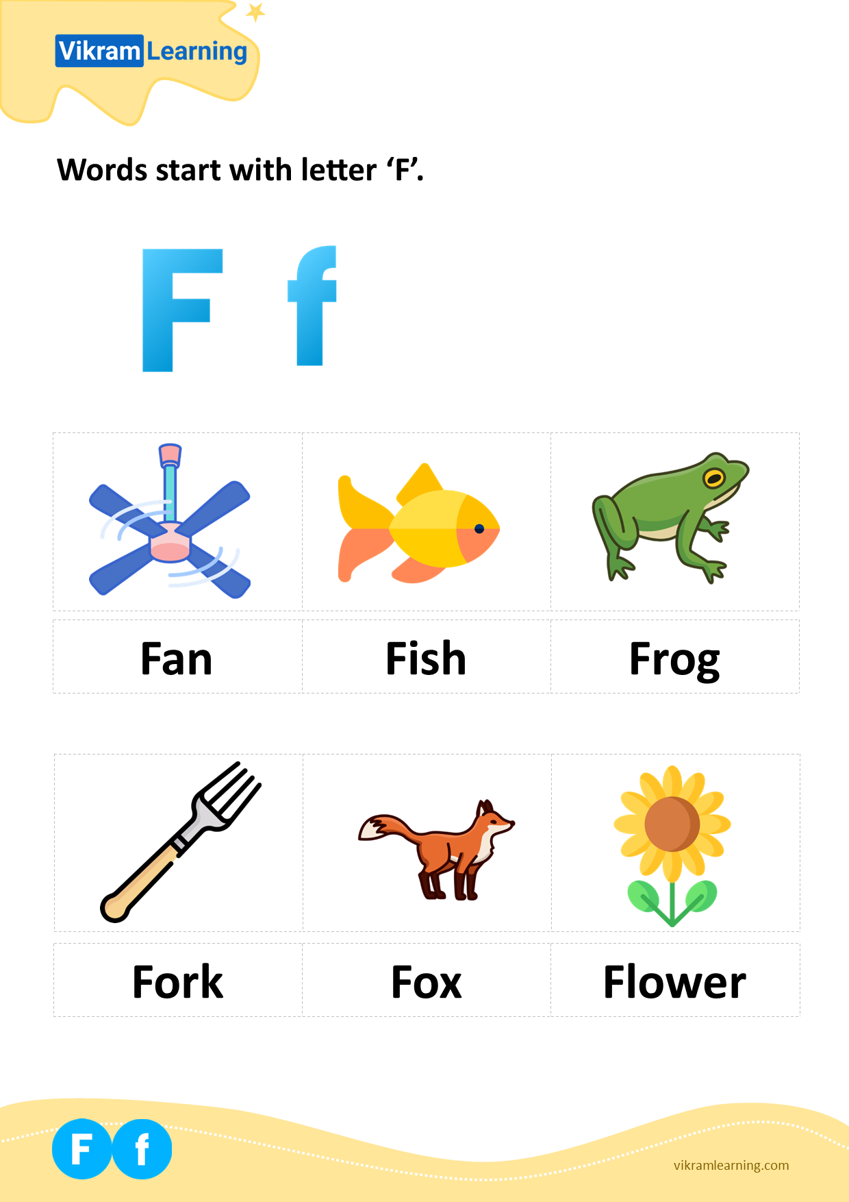 Download Words Start With Letter f Worksheets Vikramlearning