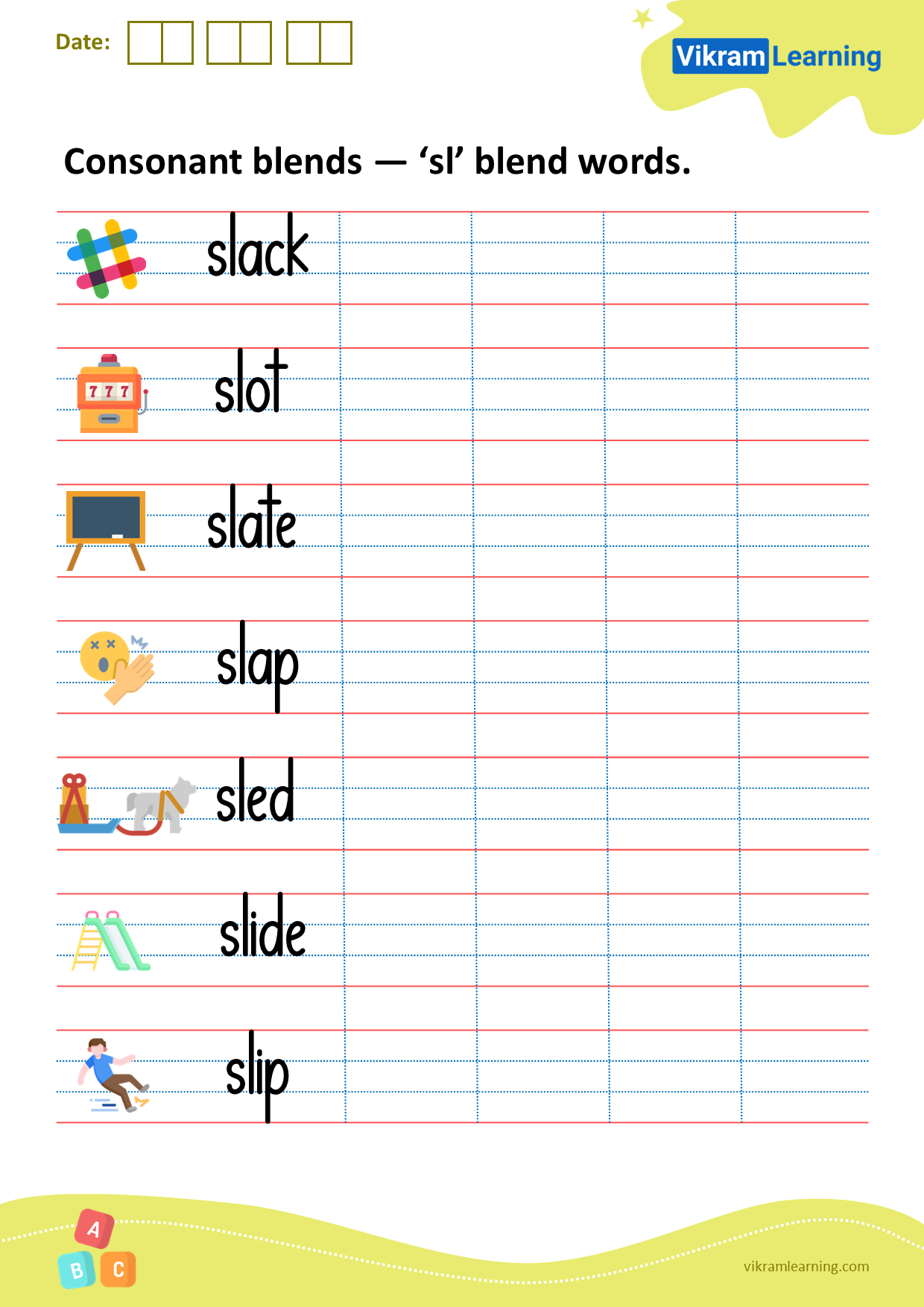Download consonant blends — ‘sl’ blend words worksheets
