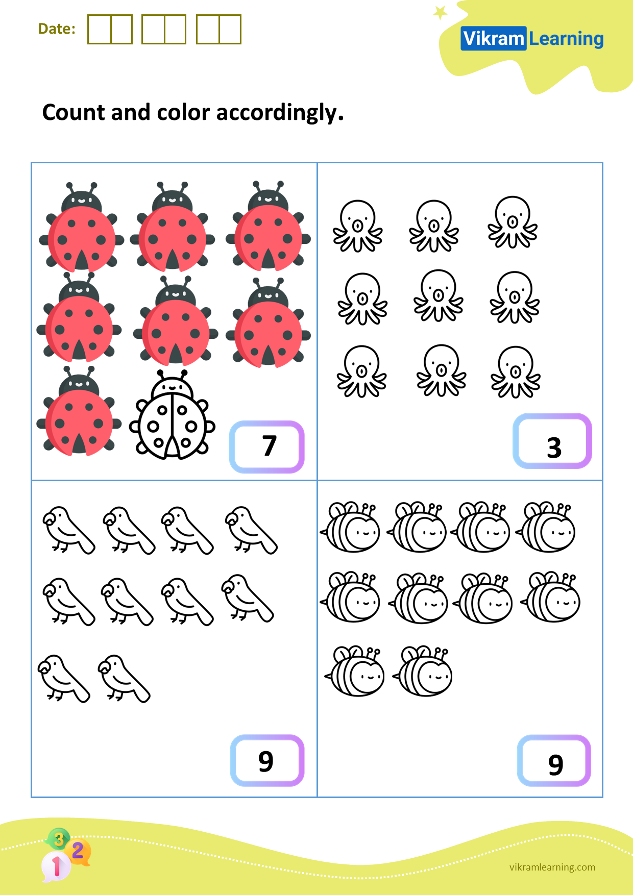 Download count and color accordingly worksheets